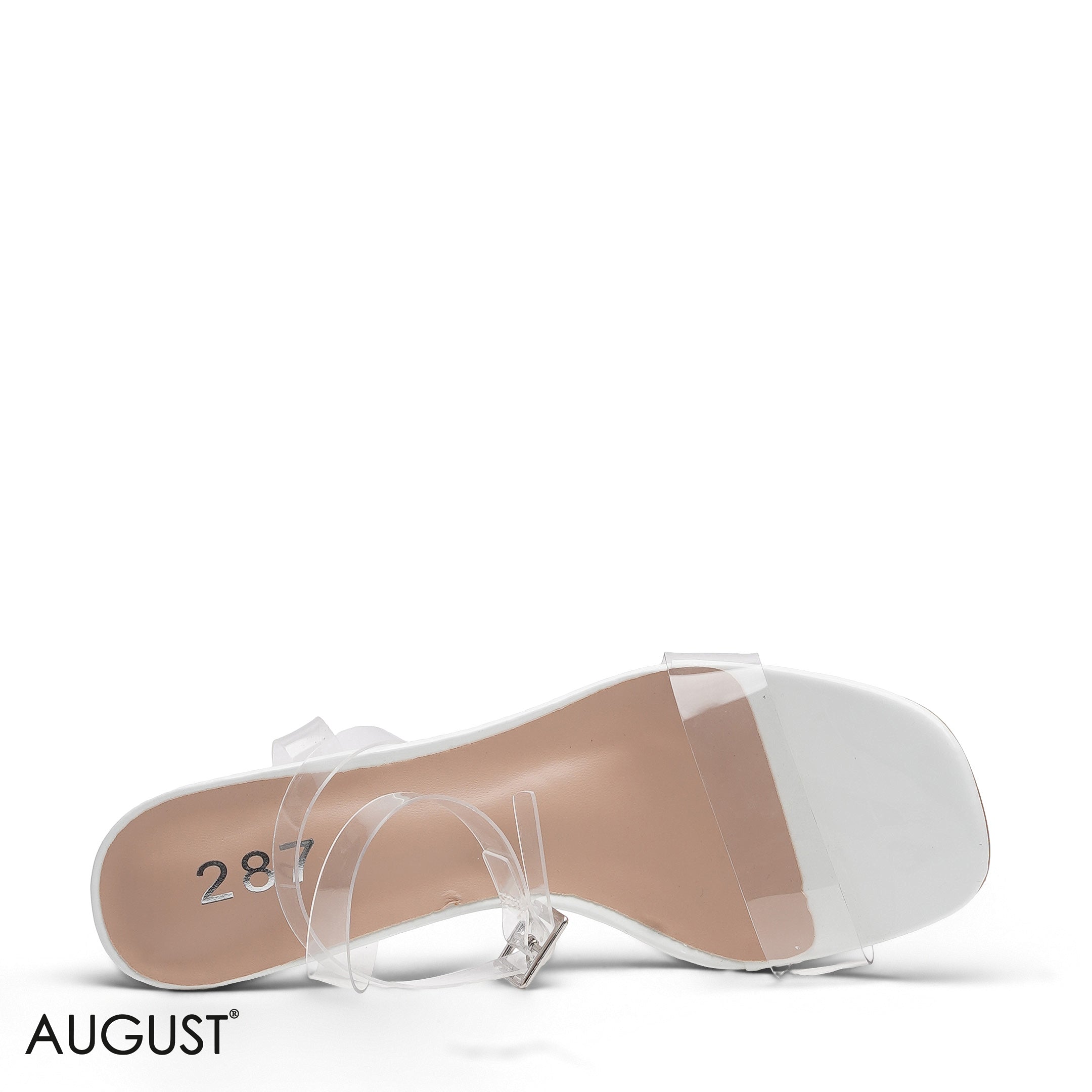 WHITE TRANSPARENT CLEAR BLOCK HEELS SANDALS