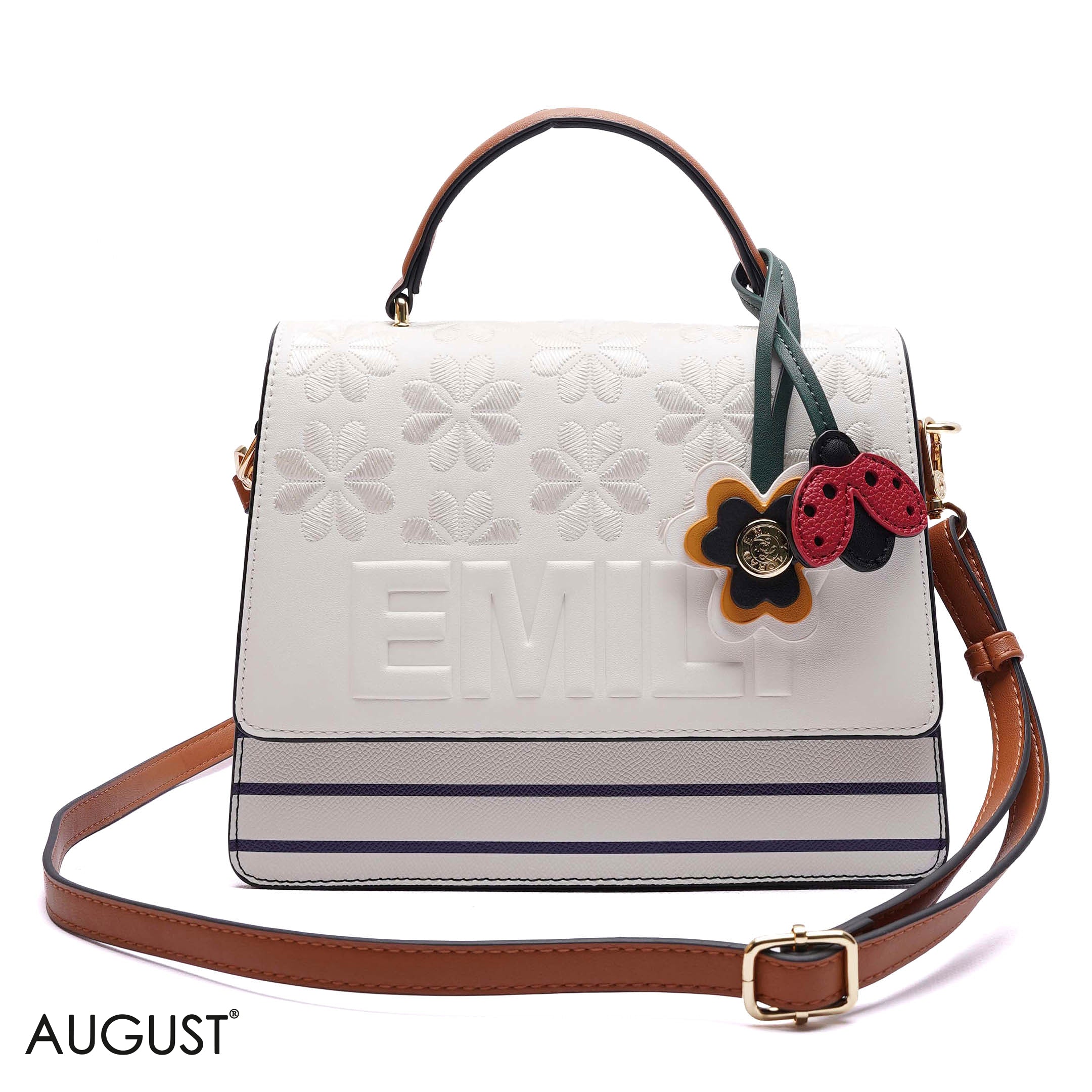 EMBOSSED FLORAL TOP-HANDLE SATCHEL BAG