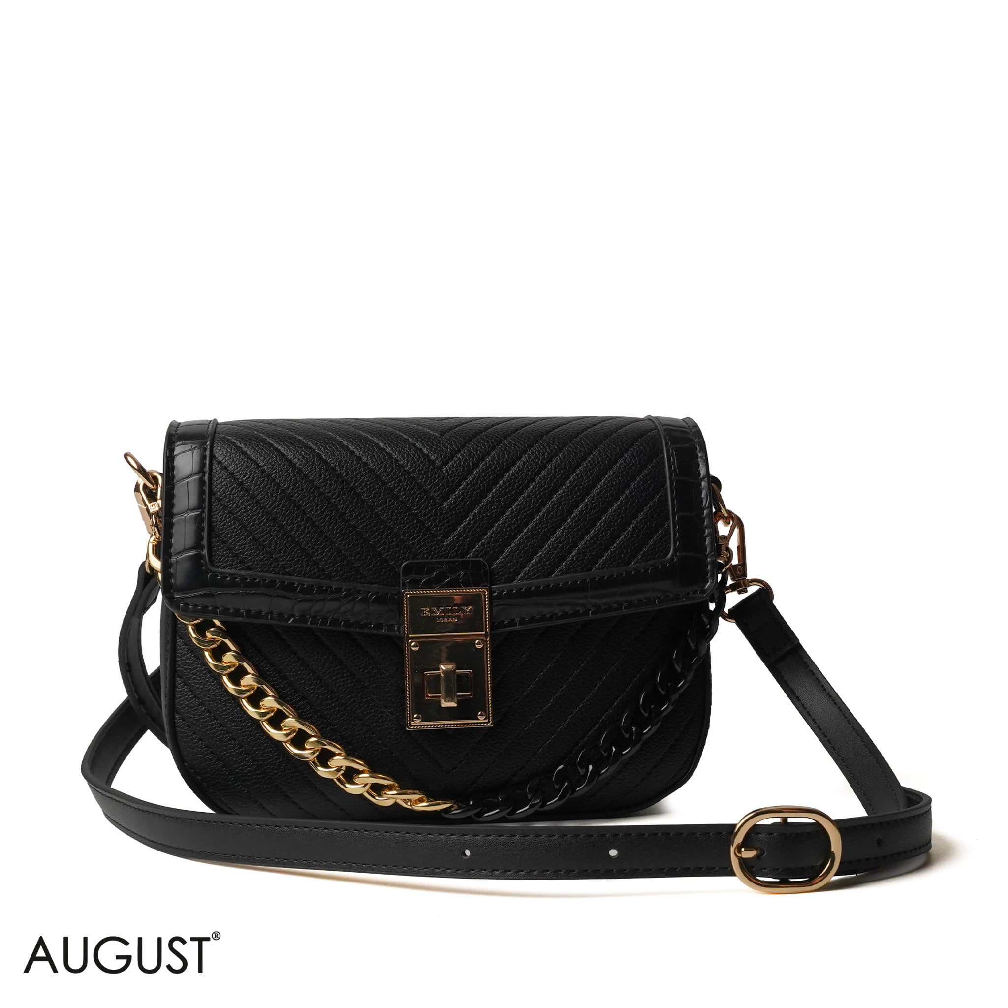 BLACK CROSS BAG WITH SIMPLE PUFF DESIGN - SMALL