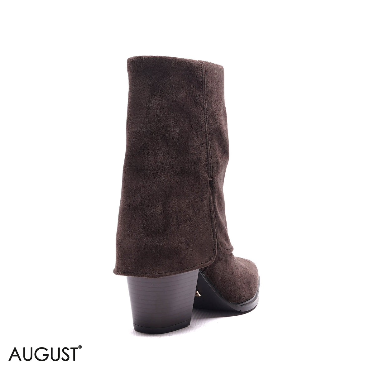 FOLD-OVER SUEDE BLOCK HEEL BOOTS