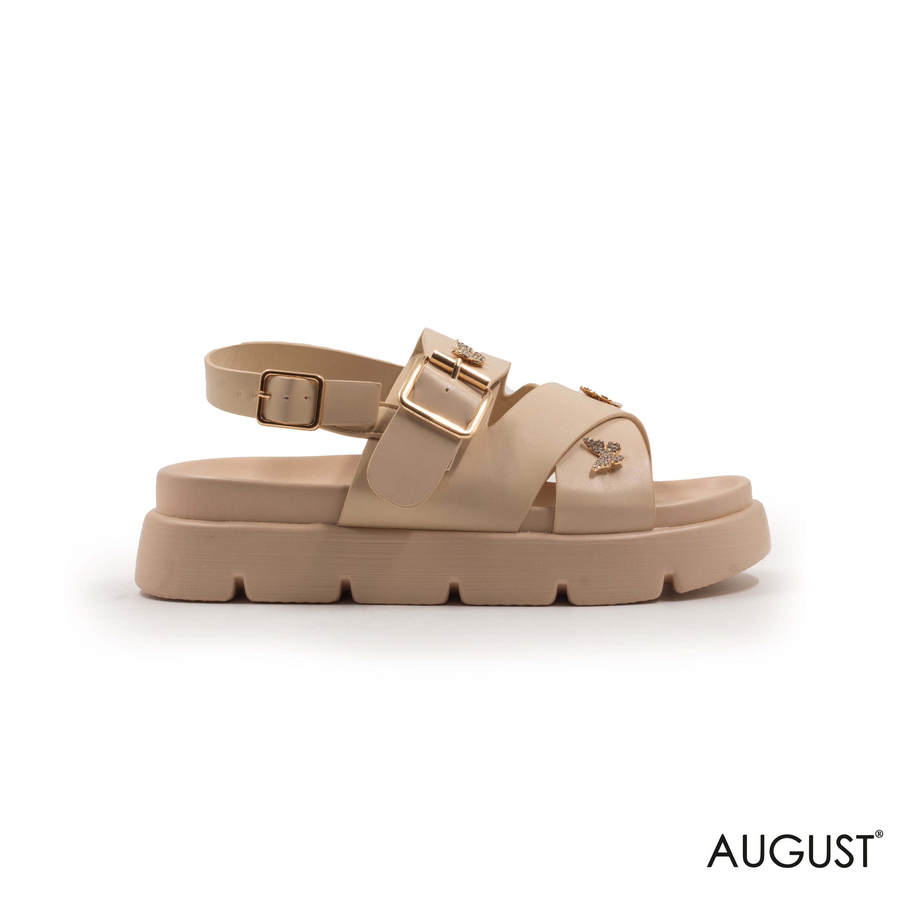 LEATHER THICK SANDALS WITH DETAILS BUTTERFLIES