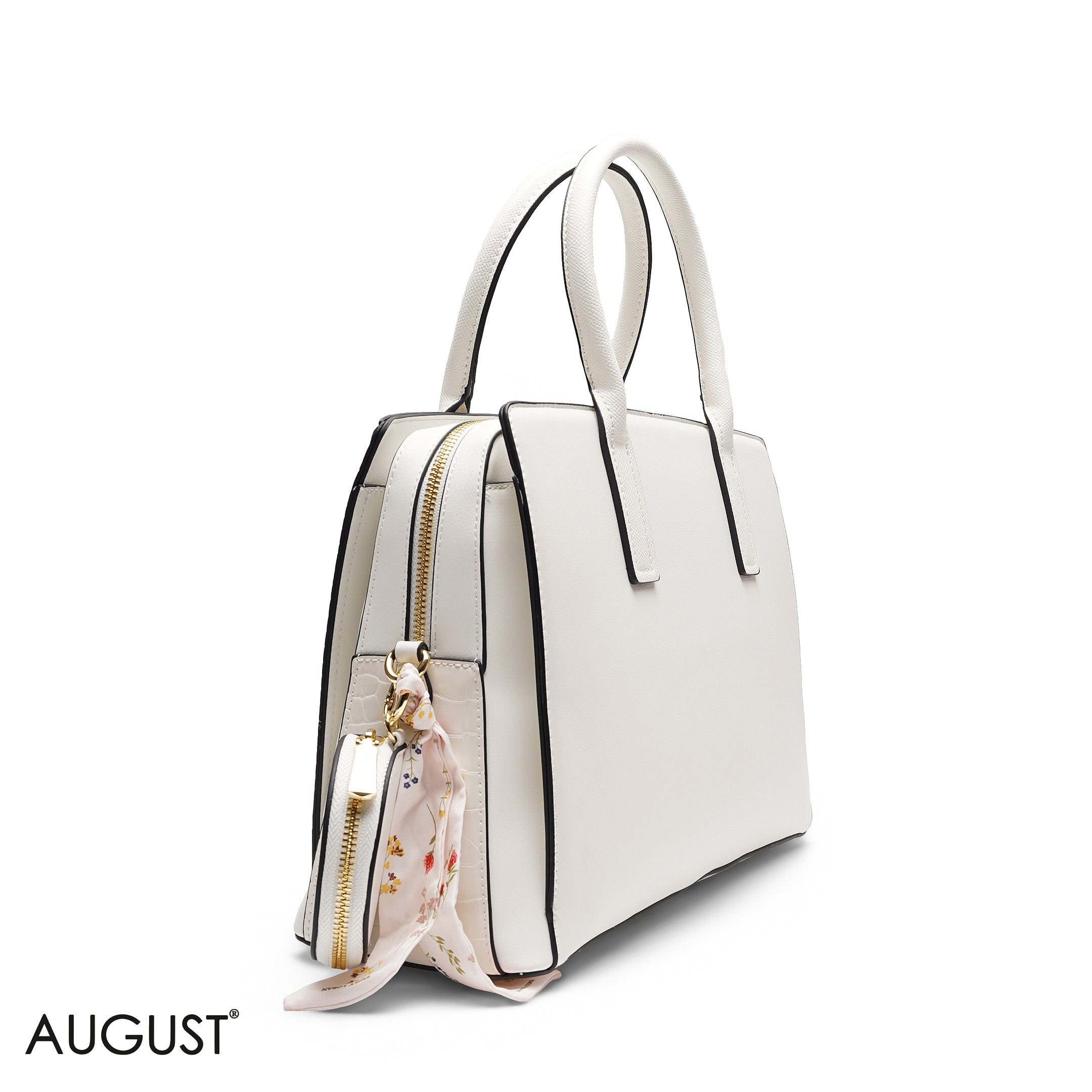 EMBOSSED TOP-HANDLE MULTI-POUCH TOTE BAG SET