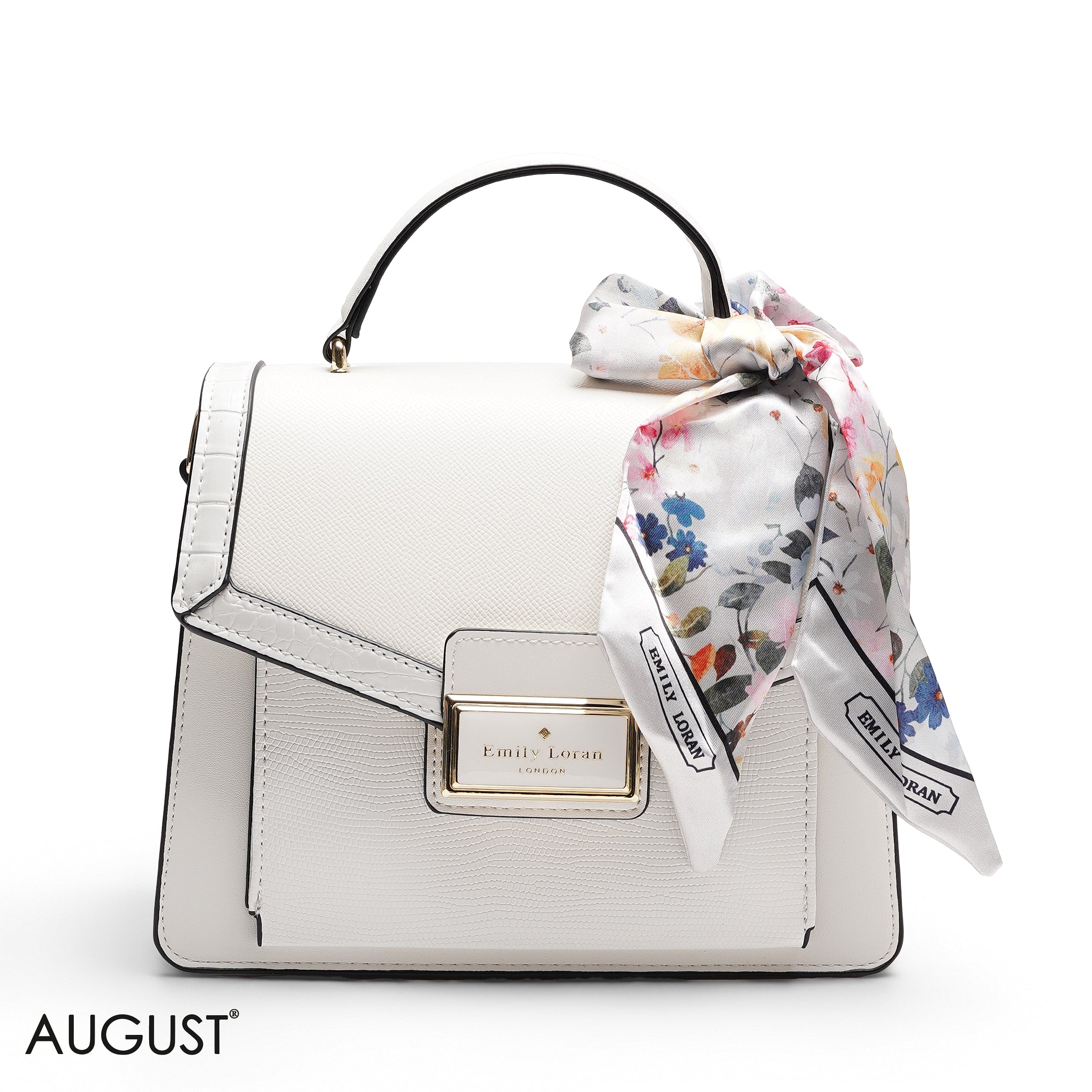 STRUCTURED TOP HANDLE BAG WITH SCARF