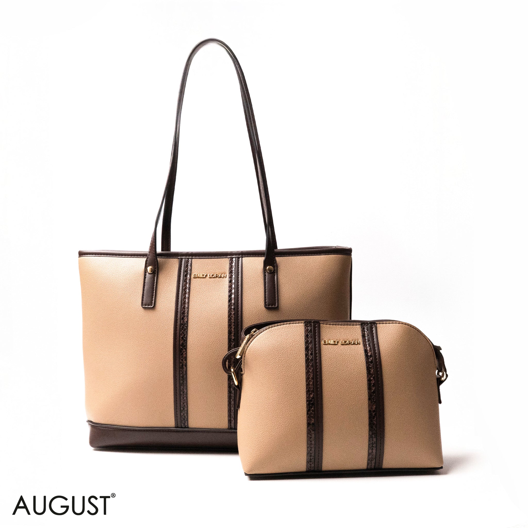 SNAKE-PRINT LEATHER SHOULDERS BAG WITH A THREE-PIECES SET BAG