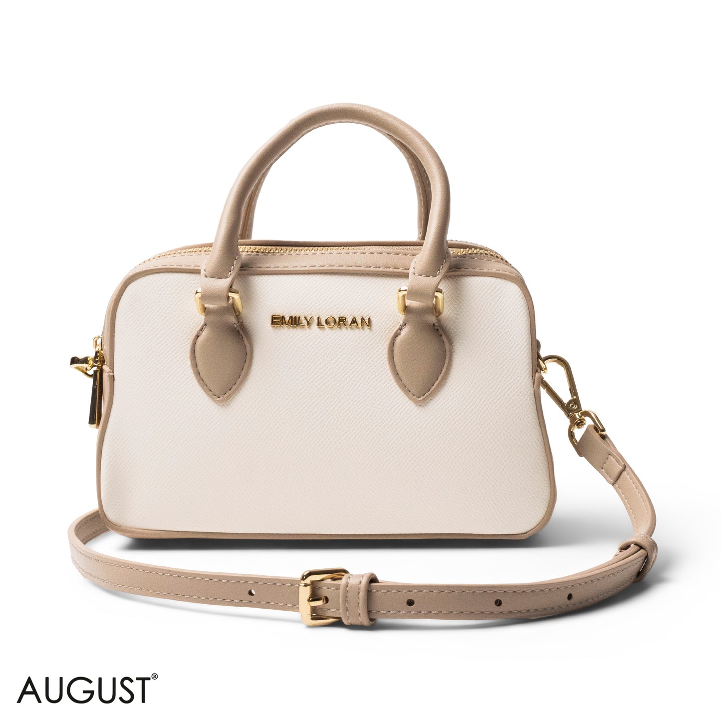 LEATHER HANDBAG WITH MINI WALLET WHITE -SMALL