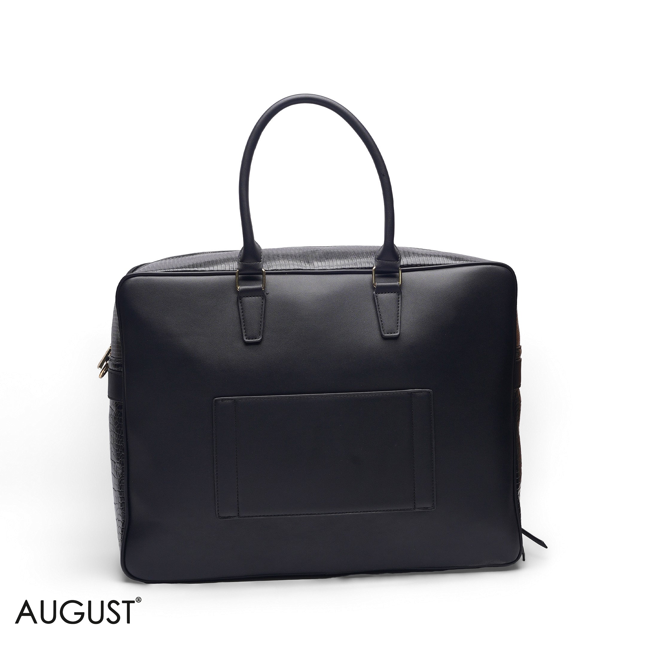 BLACK FAUX LEATHER CASUAL TRAVEL BAG - LARGE