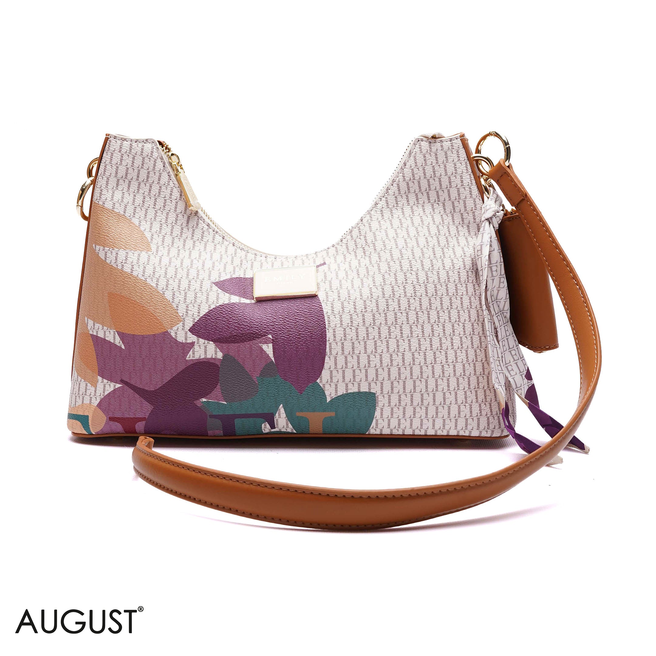 ELEGANT MONOGRAM PRINT SHOULDER BAG