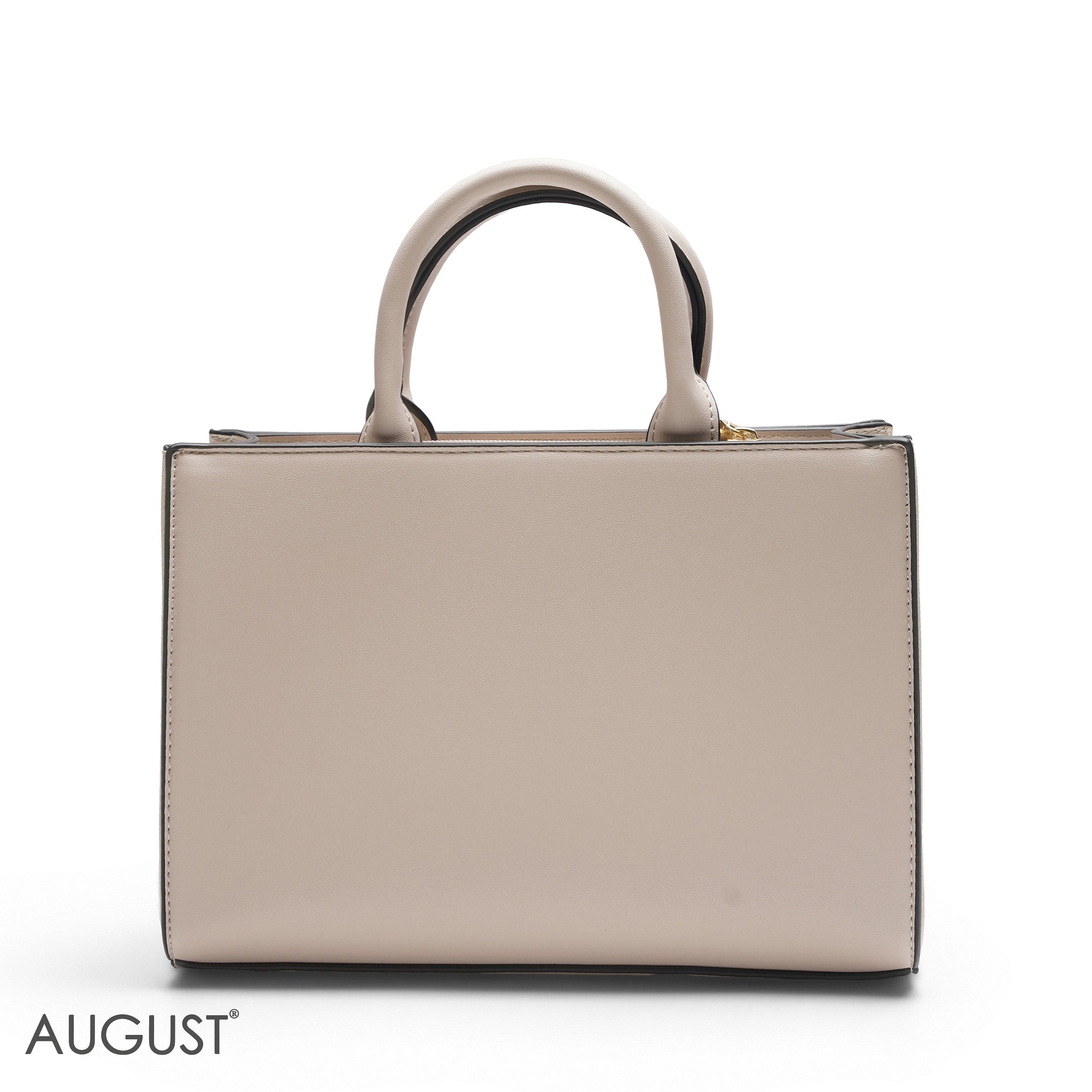 EMILY SOLID BEIGE EMBOSSED TOTE BAG - MED