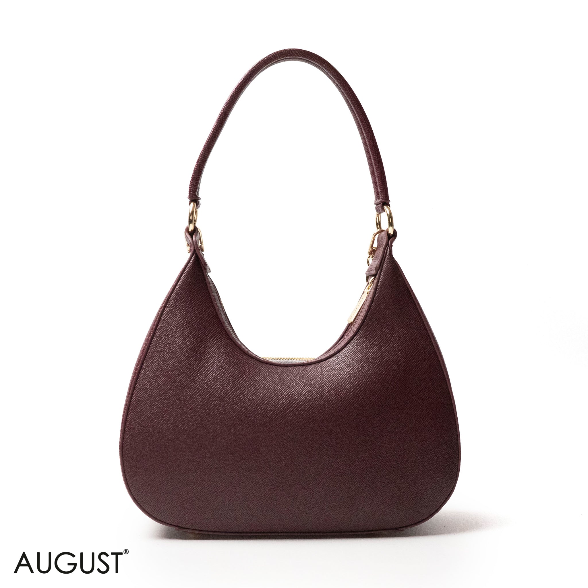 MODERN CHERRY RED LEATHER HANDBAG WITH METAL CHAIN - MED