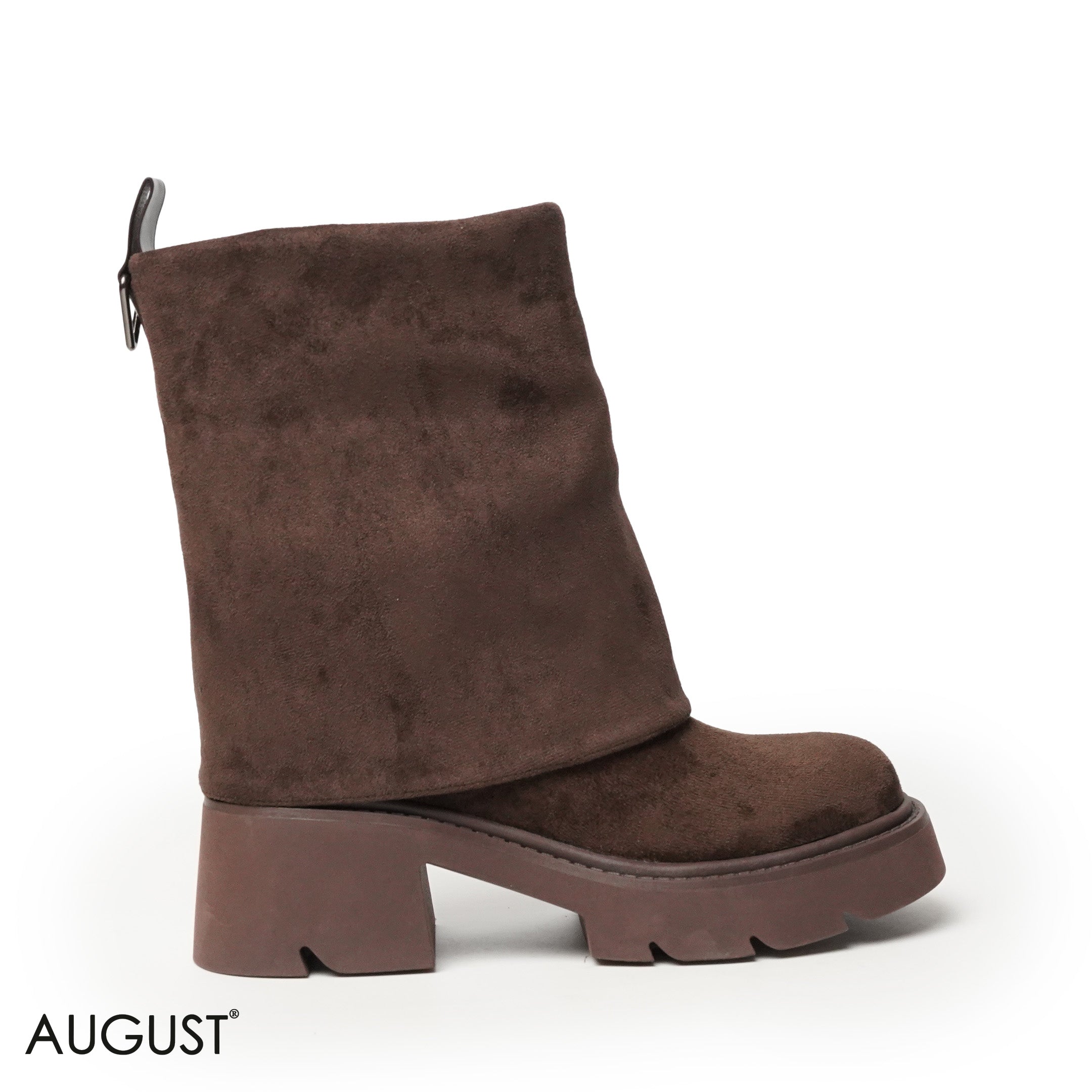 BROWN CHAMOIS LEATHER BOOTS WITH CHUNKY SOLE