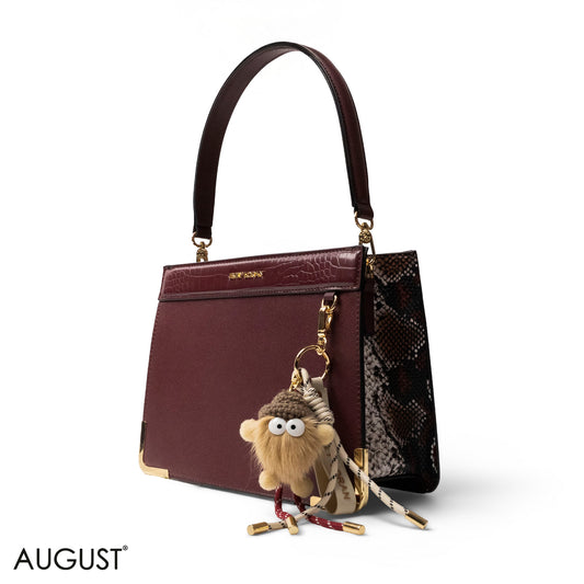 MATTE SMOOTH LEATHER HANDBAG WITH ACCESSORIES -MED