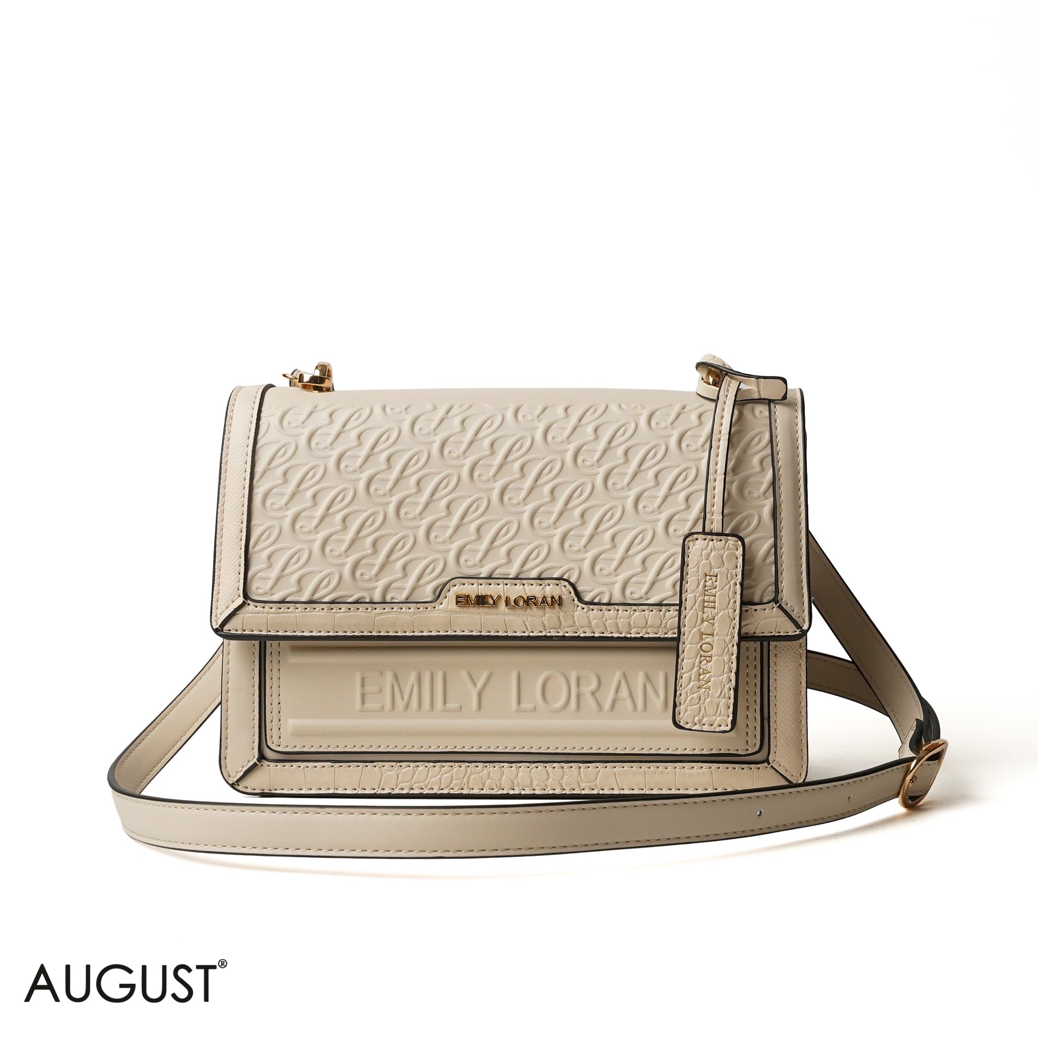 BEIGE CROSS BAG EMILY LOGO - MEDIUM