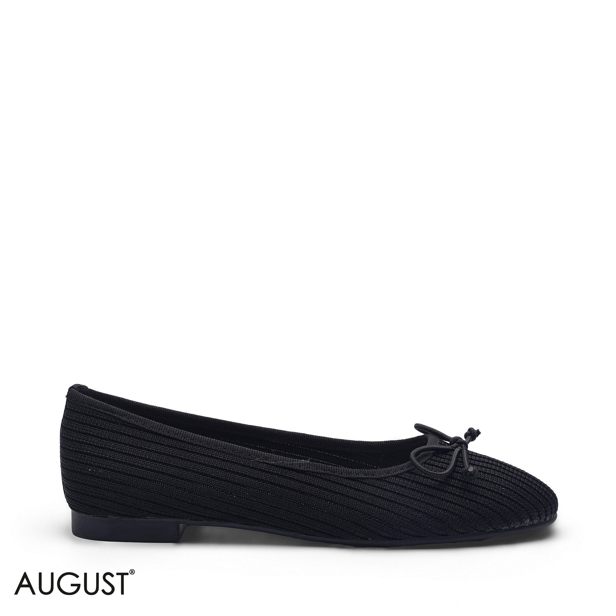 ELEGANT BLACK KNIT BOW FLAT