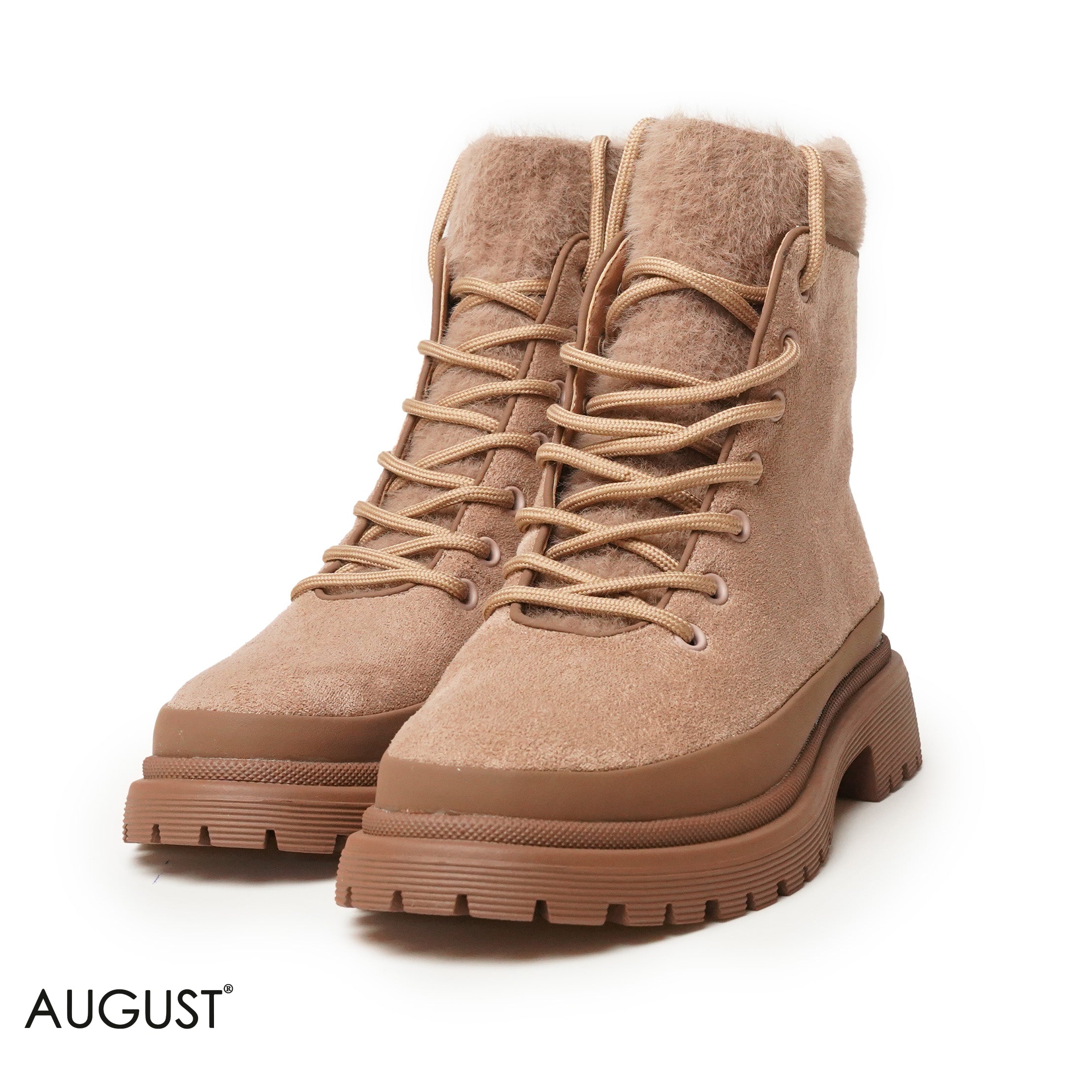 BEIGE CHAMOIS LEATHER ANKLE BOOTS WITH BOND