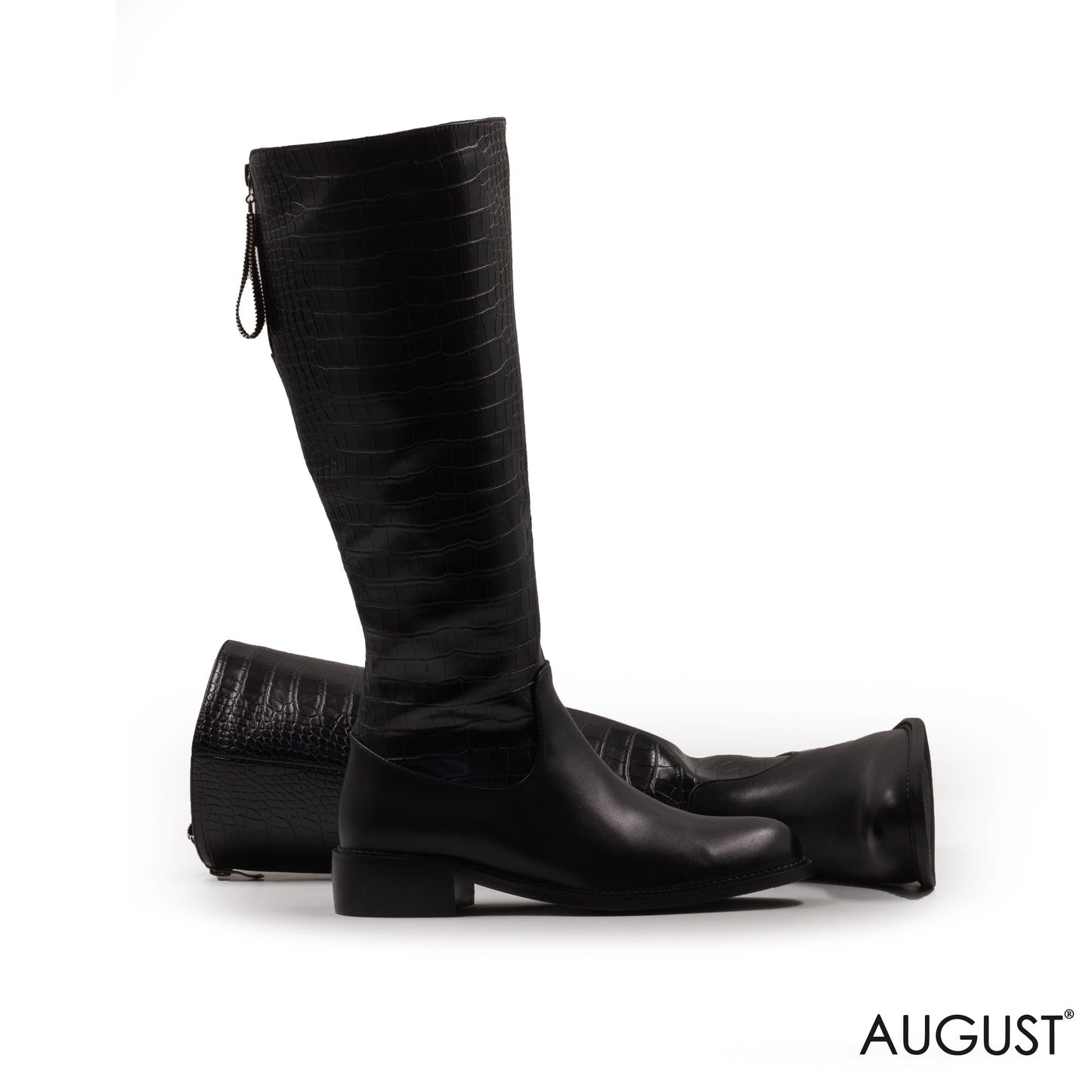 ZIPPED LOW-HEEL BOOTS