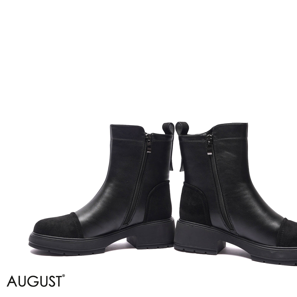 CONTRAST TOE-CAP LUG-SOLE BOOTS