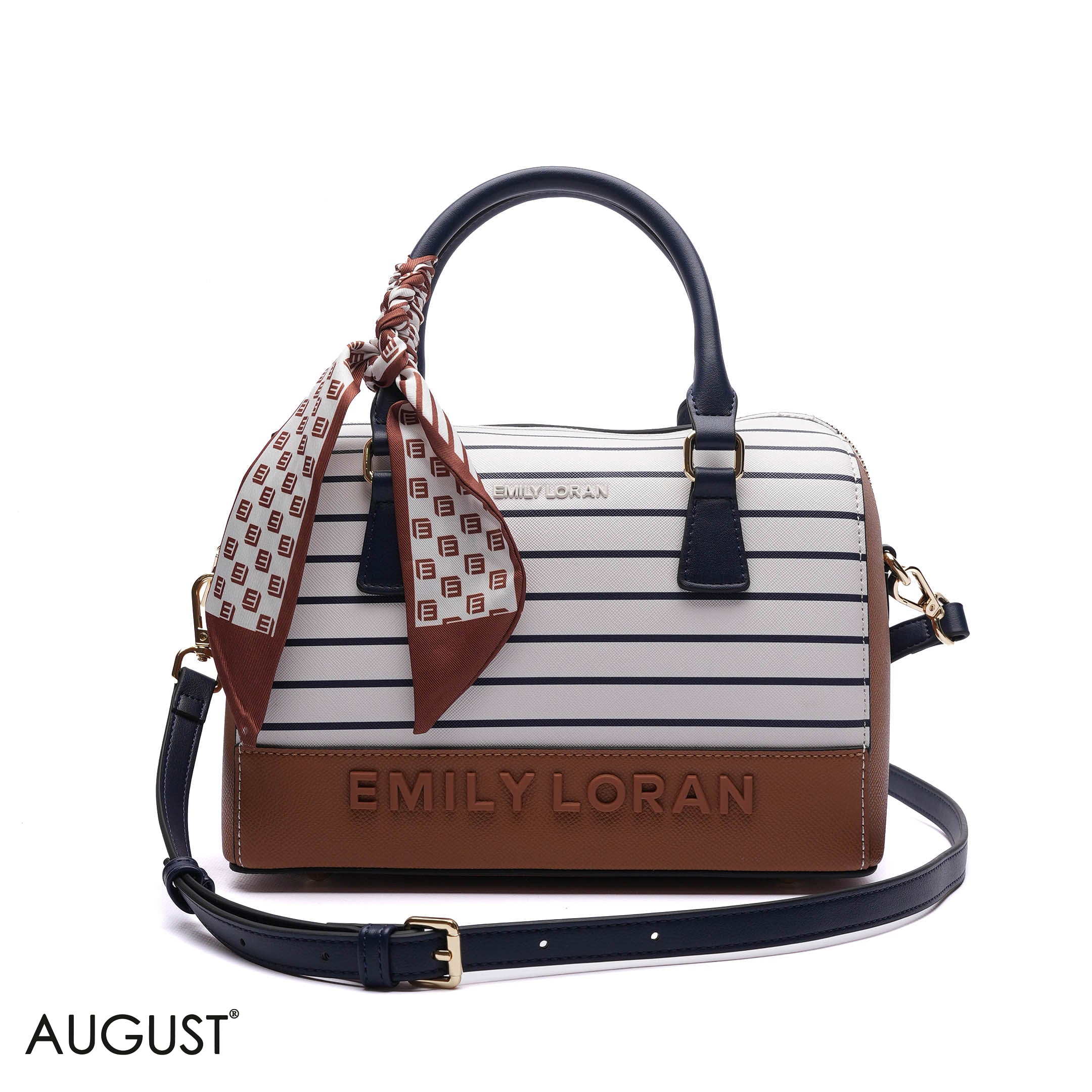EMILY EMBOSSED LOGO BARREL BAG - MED