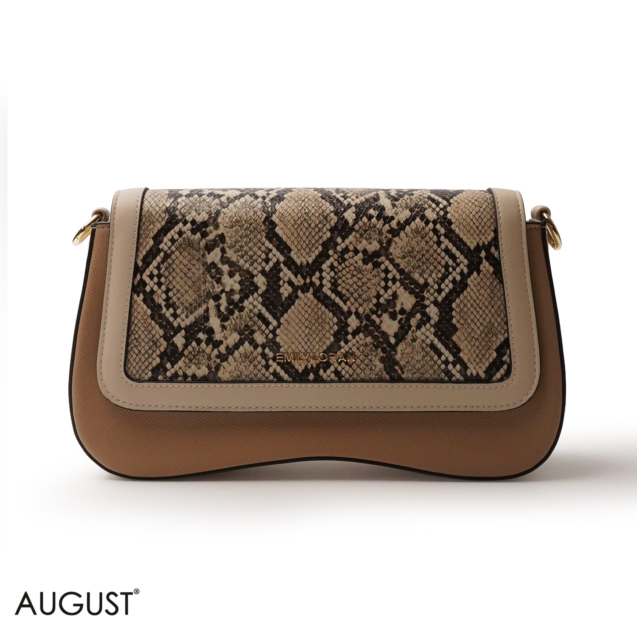 LEATHER CROSSBODY WITH SNAKESKIN PRINT- SMALL