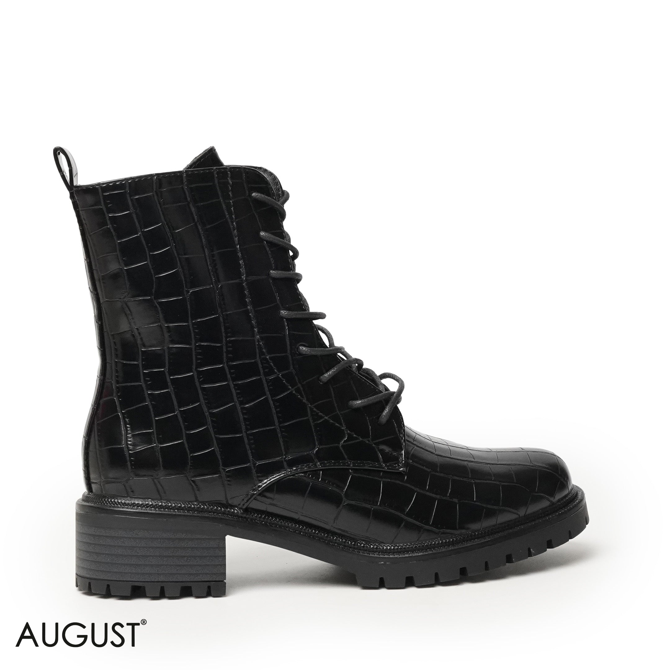 CROC LEATHER ANKLE BOOTS WITH BOND