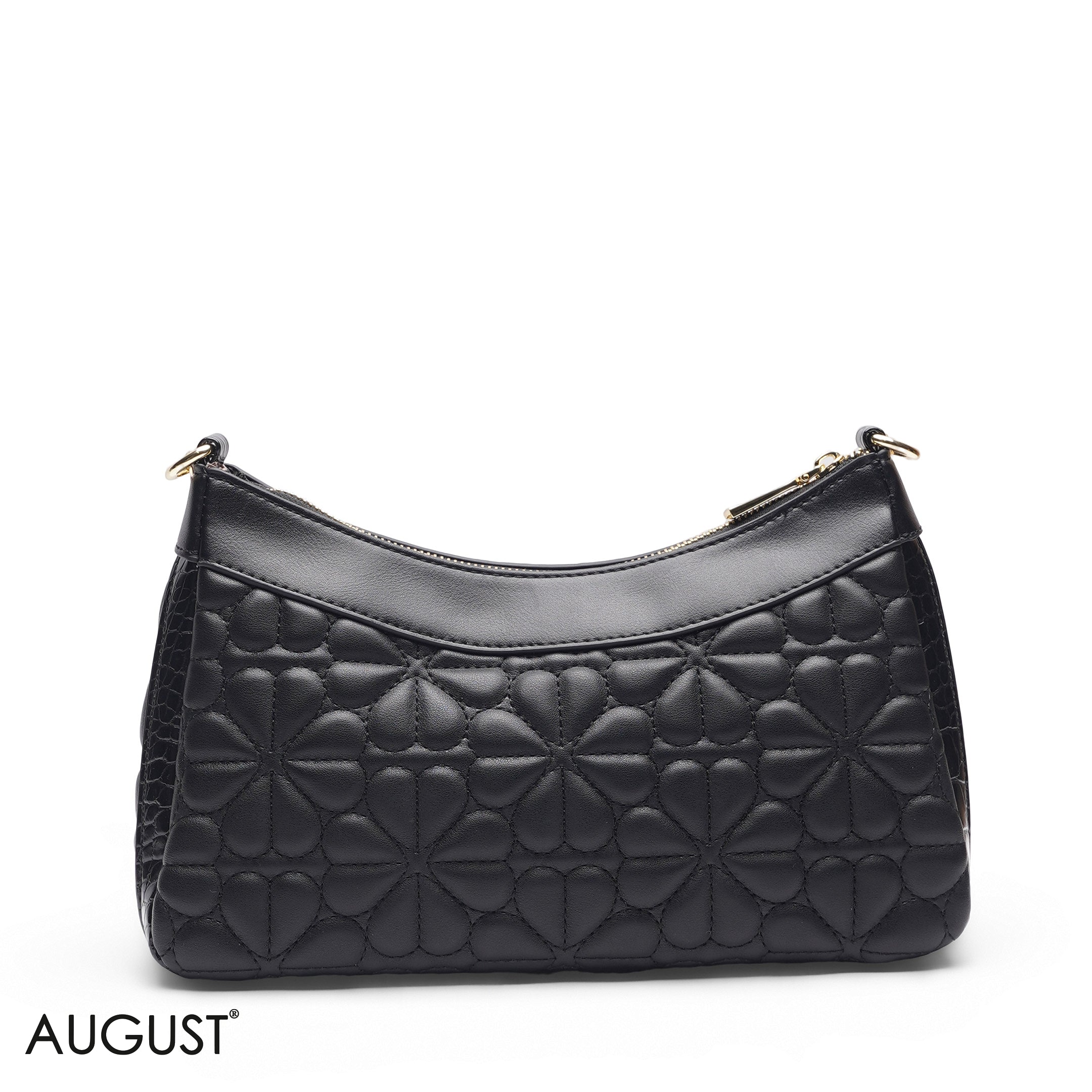 BLACK SHOULDER BAG WITH CHAIN STRAP - MED