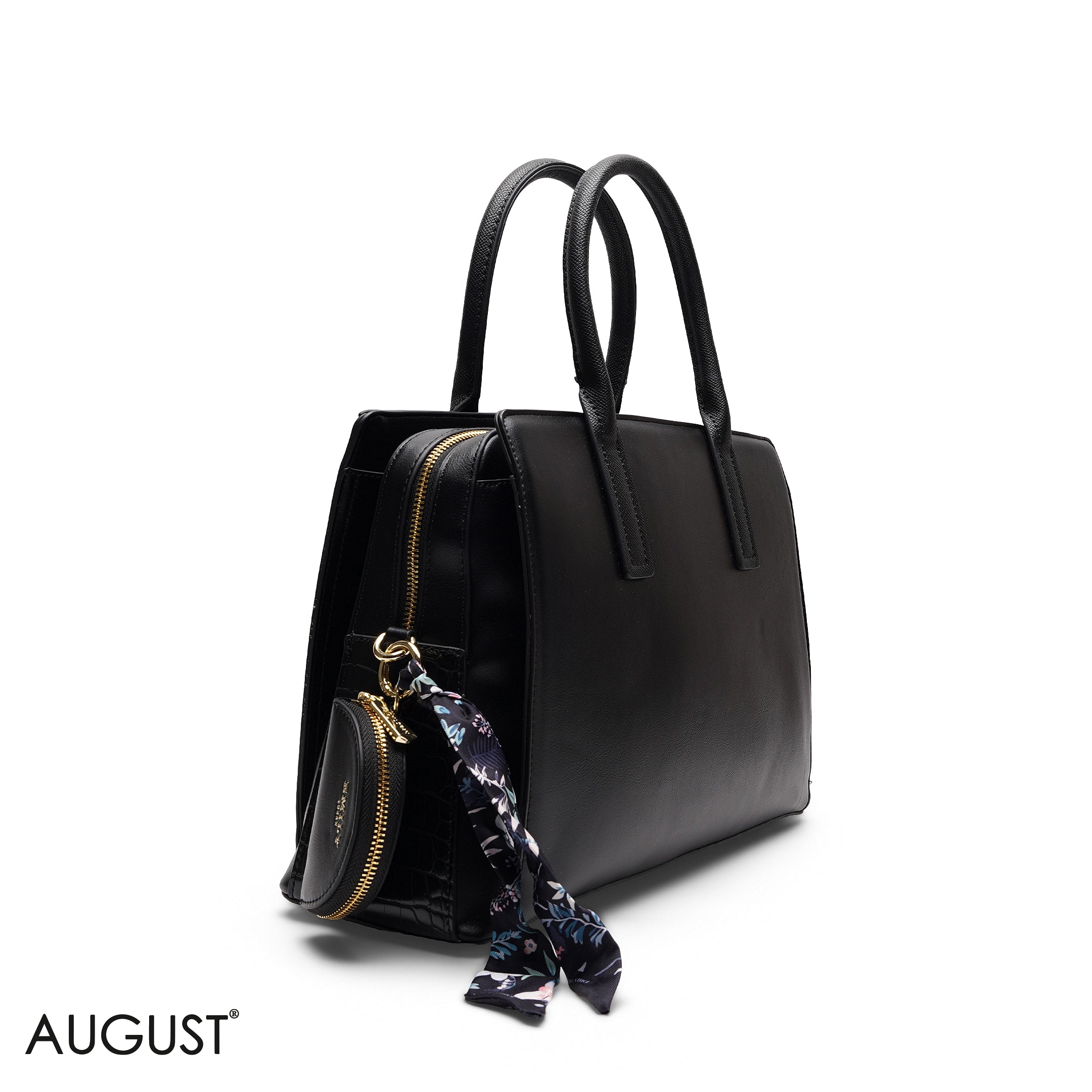 EMBOSSED TOP-HANDLE MULTI-POUCH TOTE BAG SET