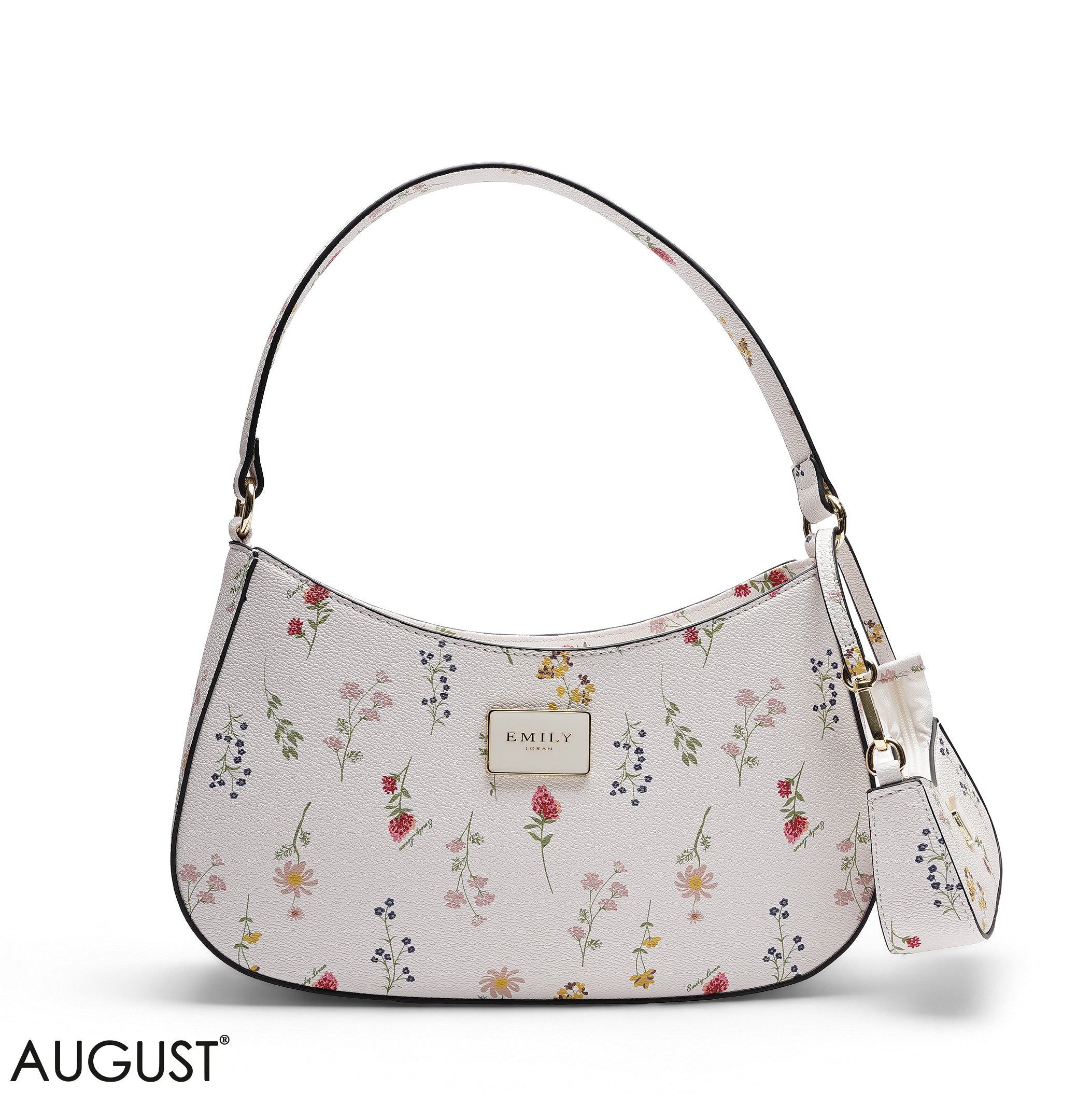 PINL FLORAL SHOULDER HOBO BAG WITH MINI BAG