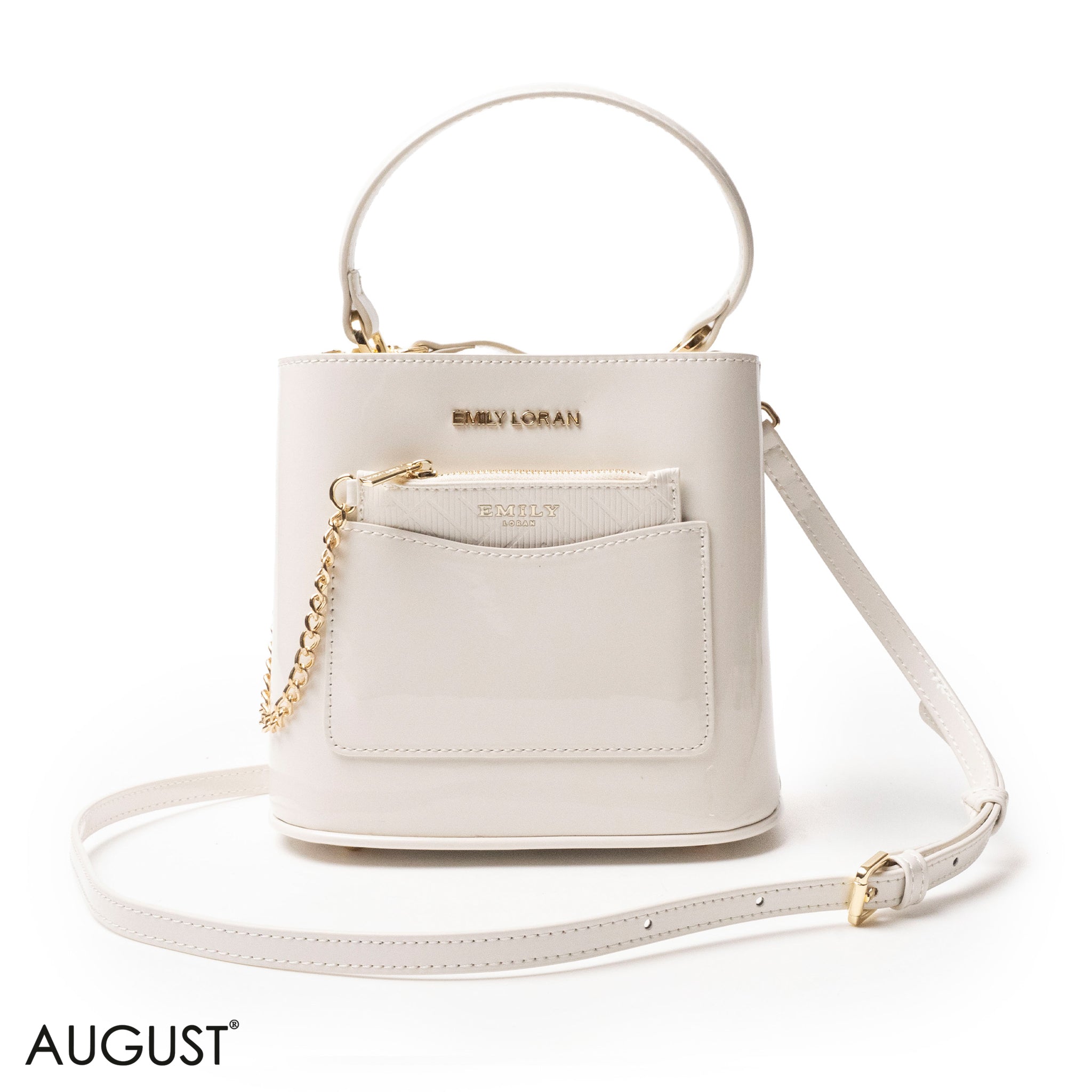 GLOSSY LEATHER HANDBAG WITH METAL CHAIN,MINI WALLET -SMALL