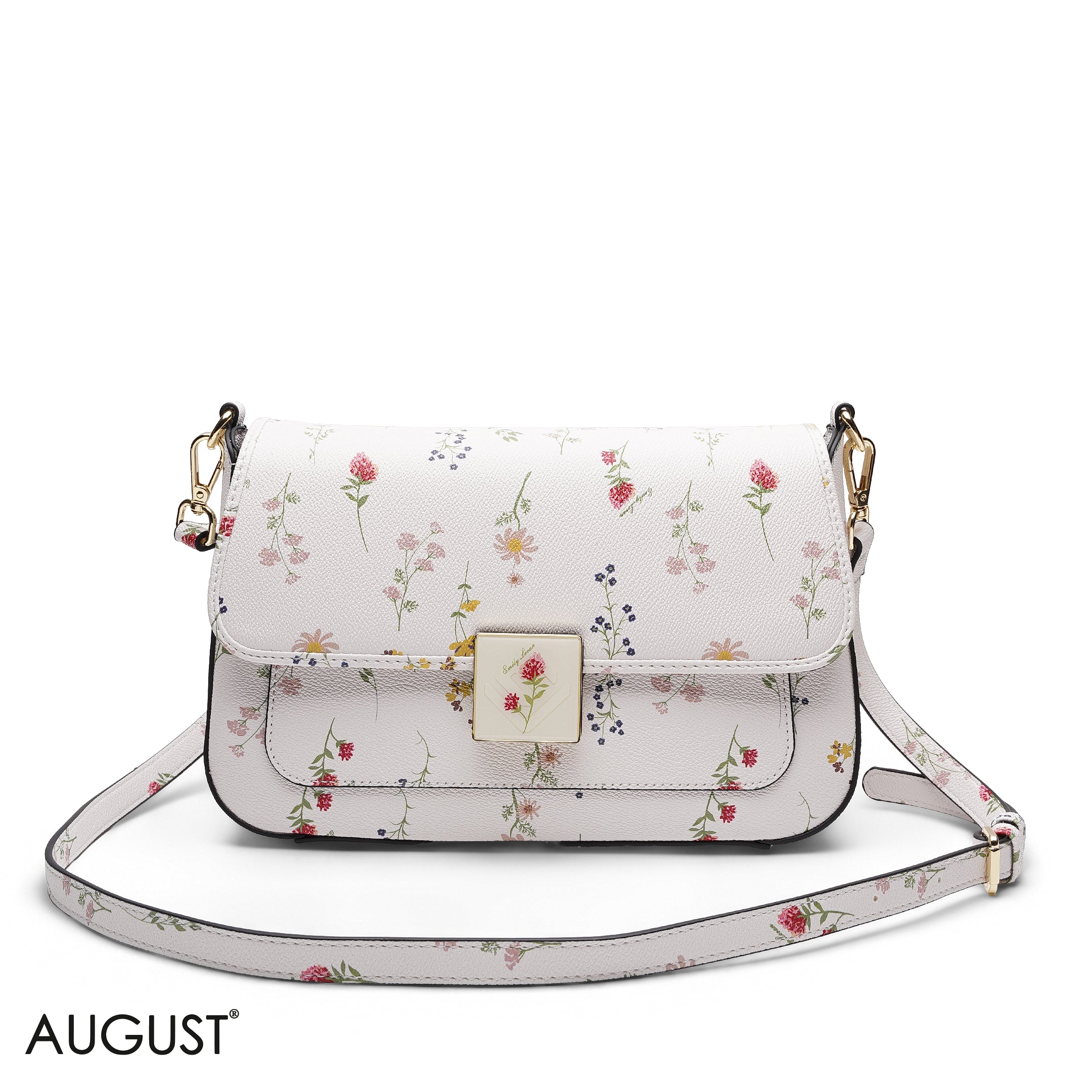 FLORAL PRINT FLAP CROSSBODY BAG