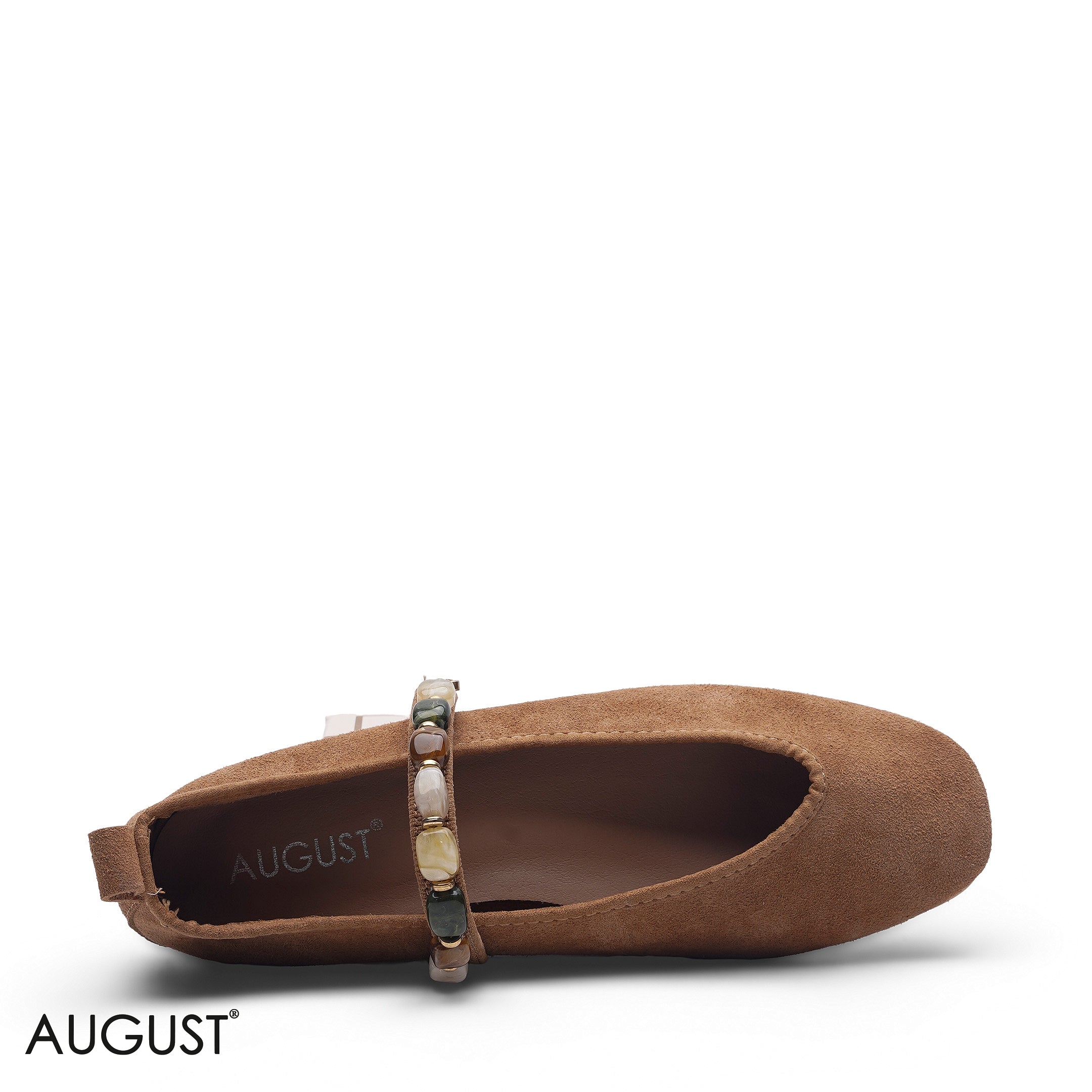 ELEGANT CLASSIC CAMEL LOAFER WITH CRYSTAL DETAIL