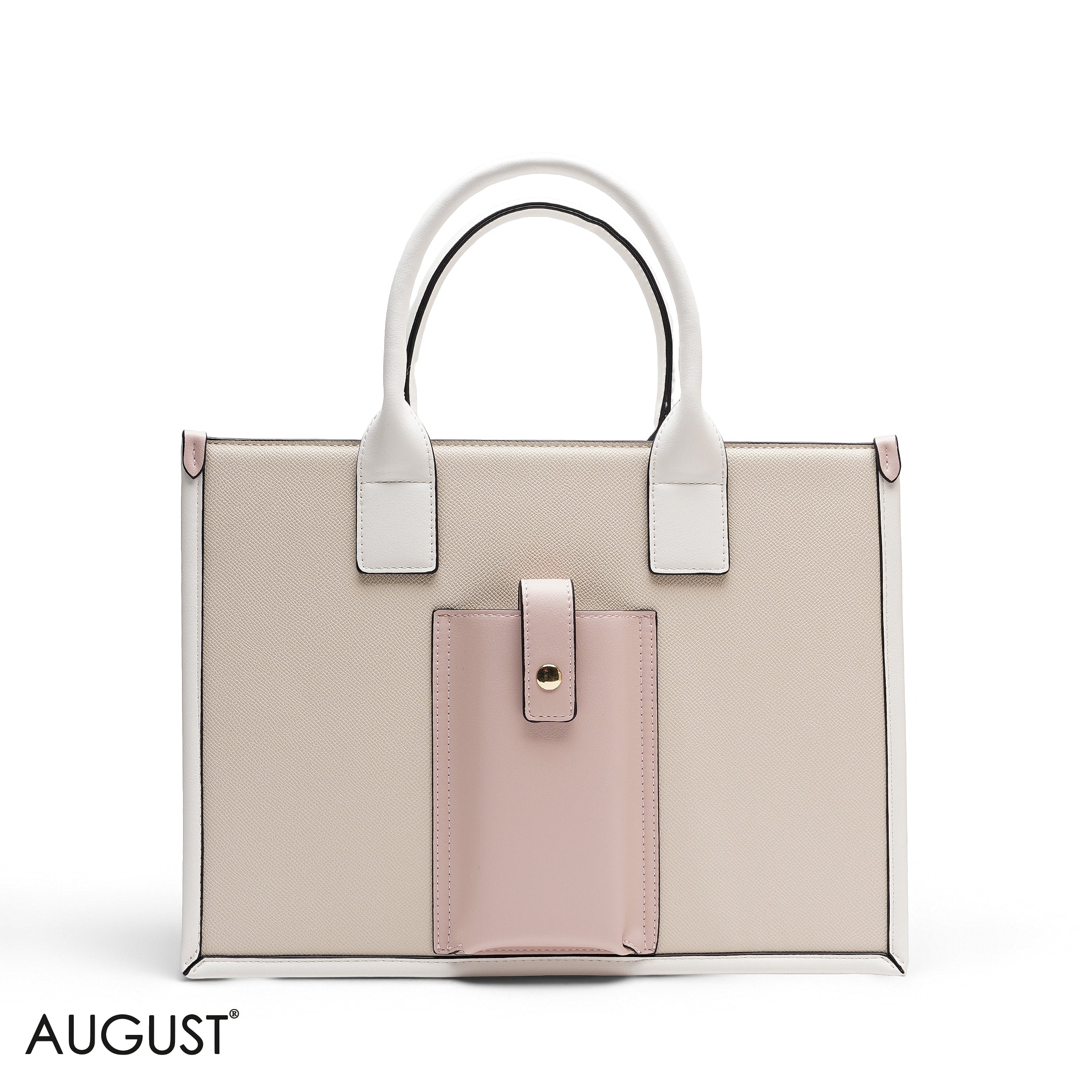 BEIGE TOTE BAG WITH SCARF AND POCKET