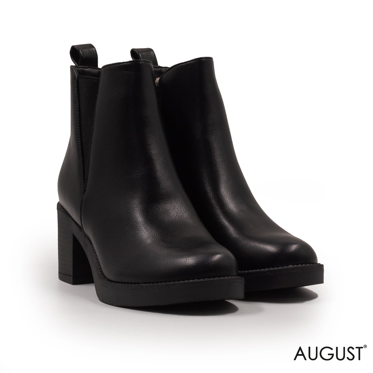 LEATHER ANKLE BOOTS WITH ROUND TOE