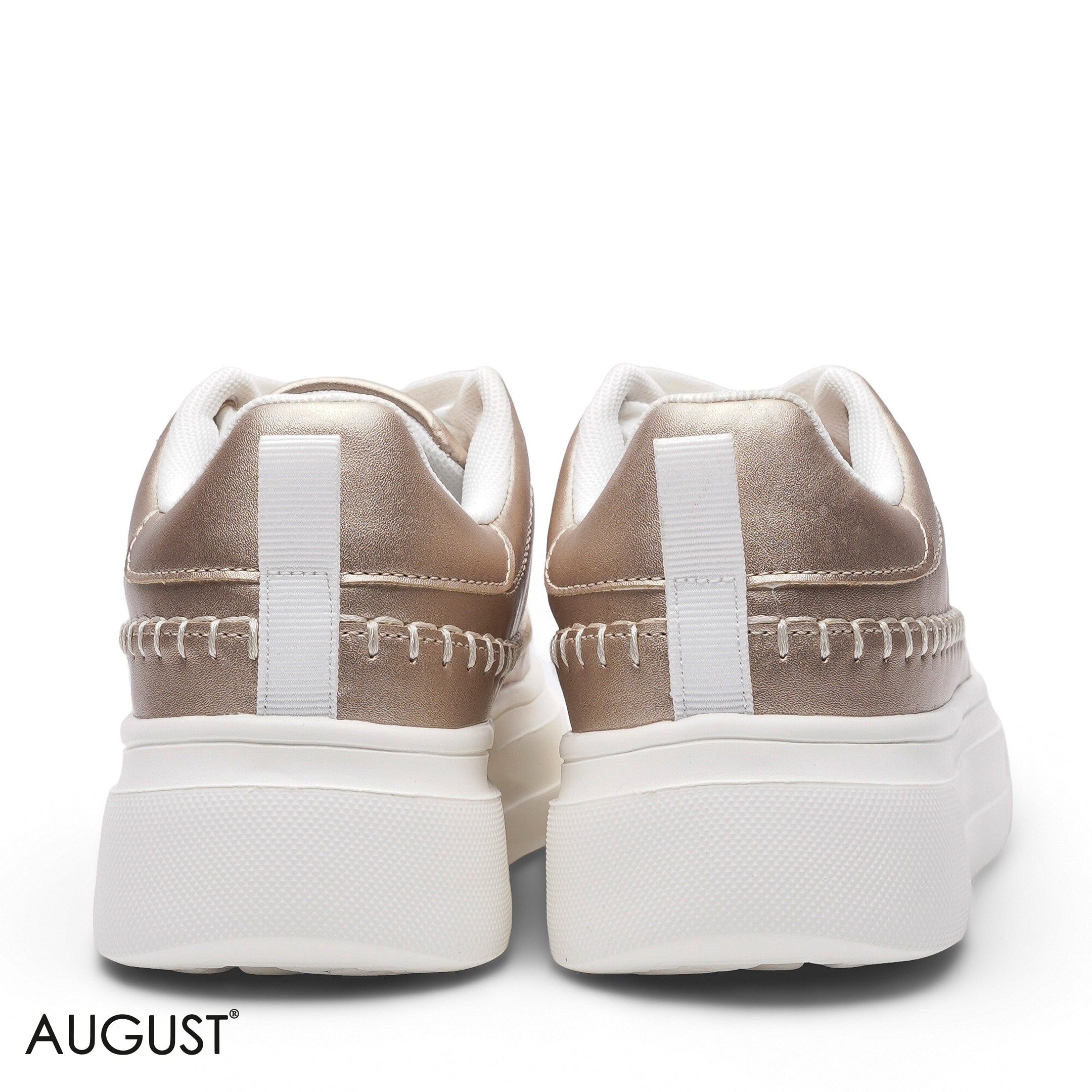 ELEGANT METALLIC BRONZE STITCHED PLATFORM SNEAKER