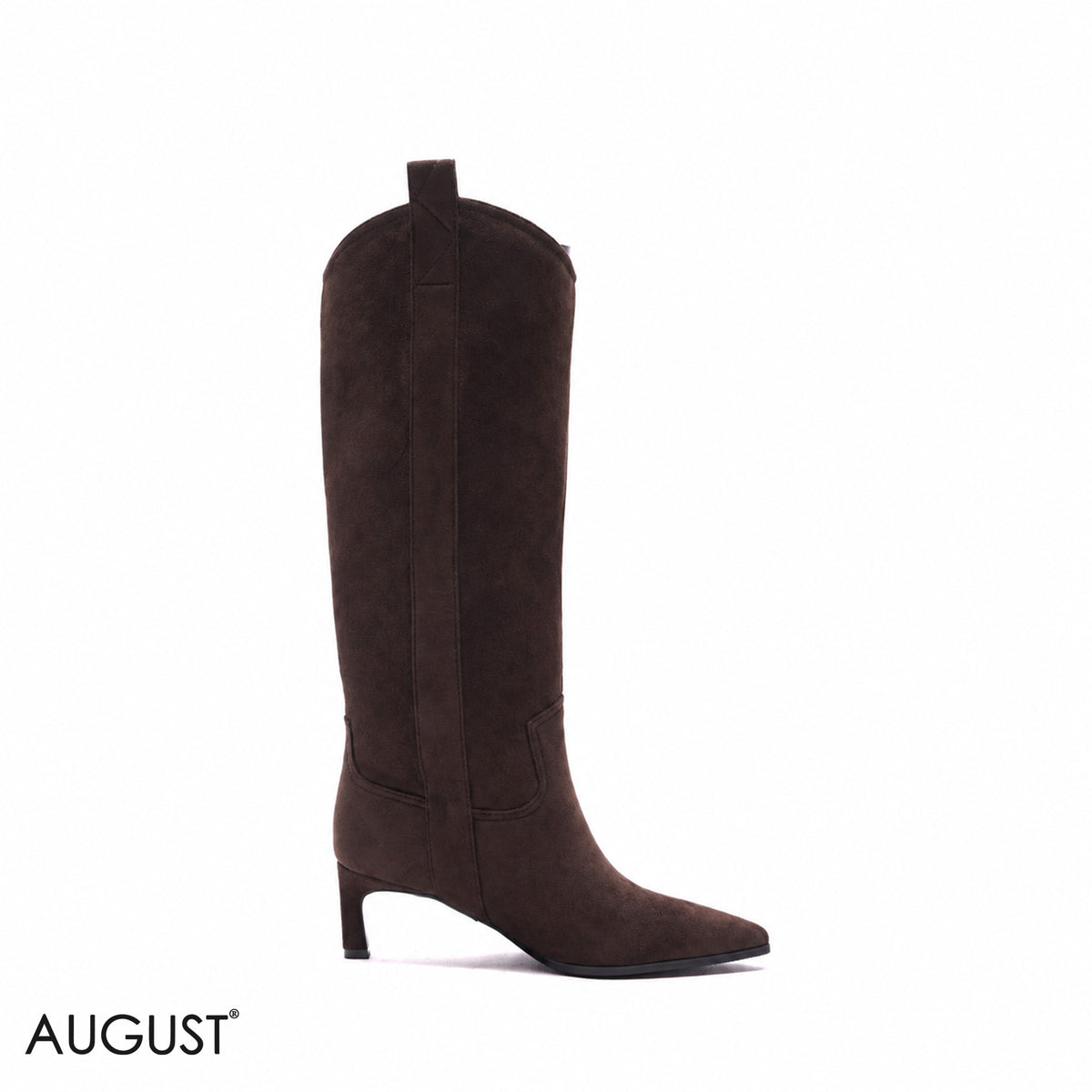 WESTERN KITTEN-HEEL SUEDE KNEE-HIGH BOOTS