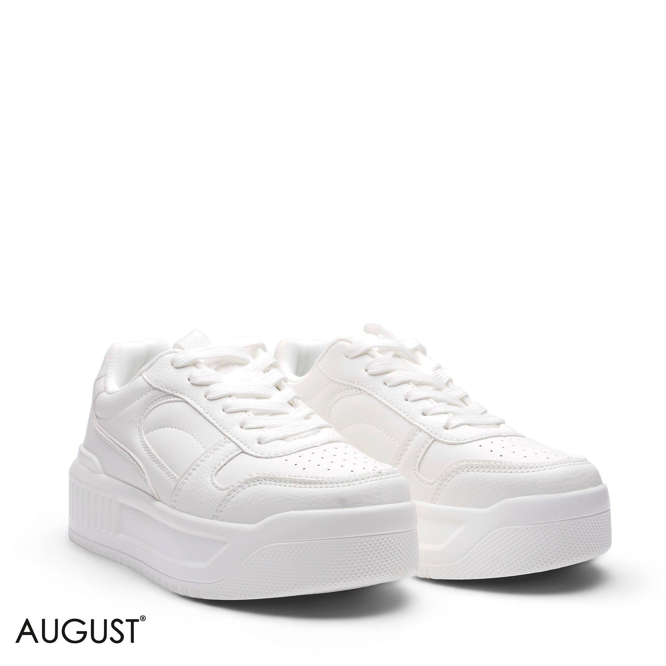 ELEGANT ALL-WHITE TEXTURED CHUNKY PLATFORM SNEAKER