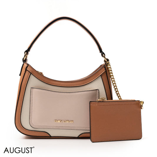 LIGHT COLORS LEATHER HANDBAG WITH METAL CHAIN -SMALL