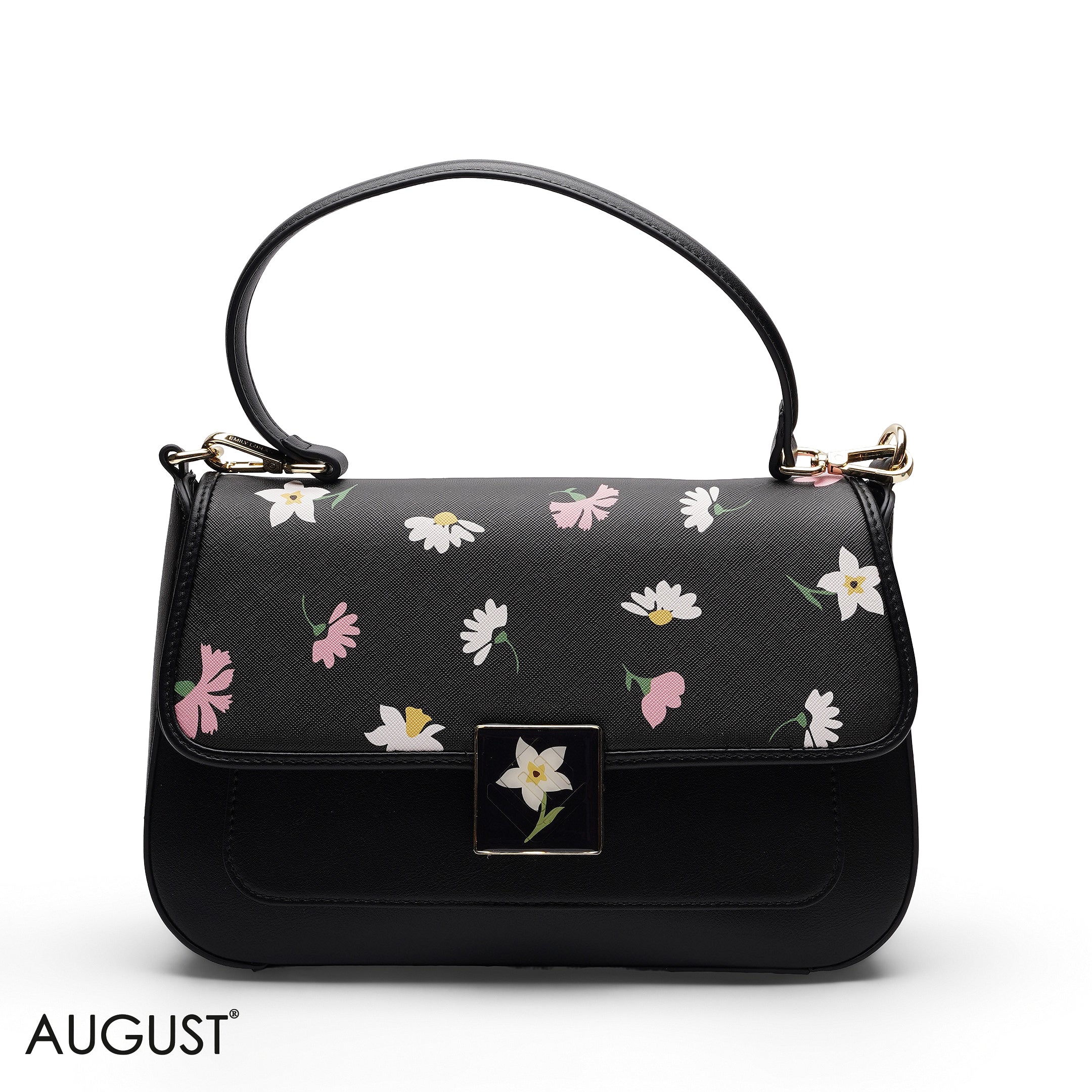 FLORAL PRINT FLAP CROSSBODY BAG