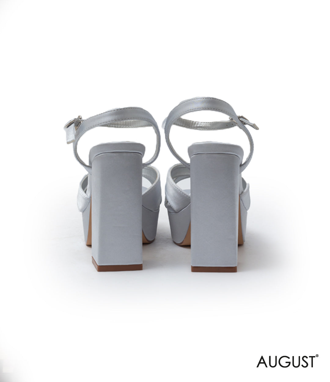 BLUE PLATFORM BLOCK SANDAL WITH BUCKLE