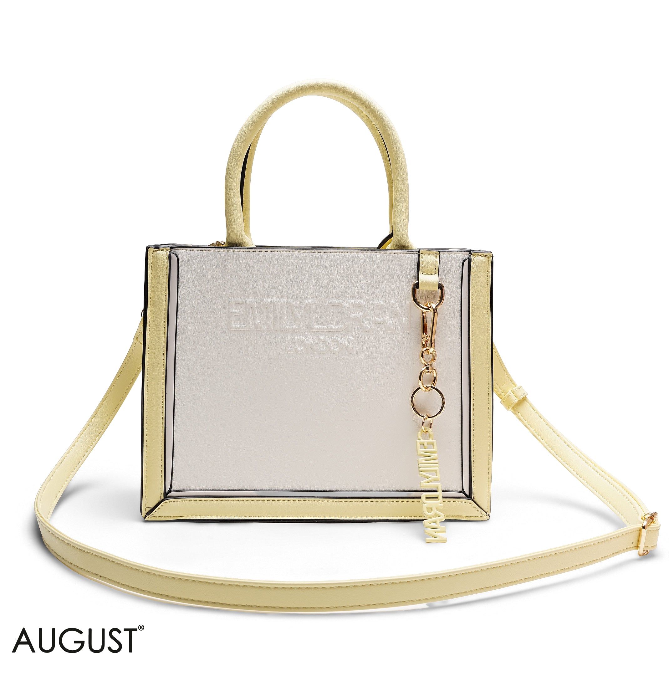 EMBOSSED LOGO SQUARE TOP
HANDLE BAG