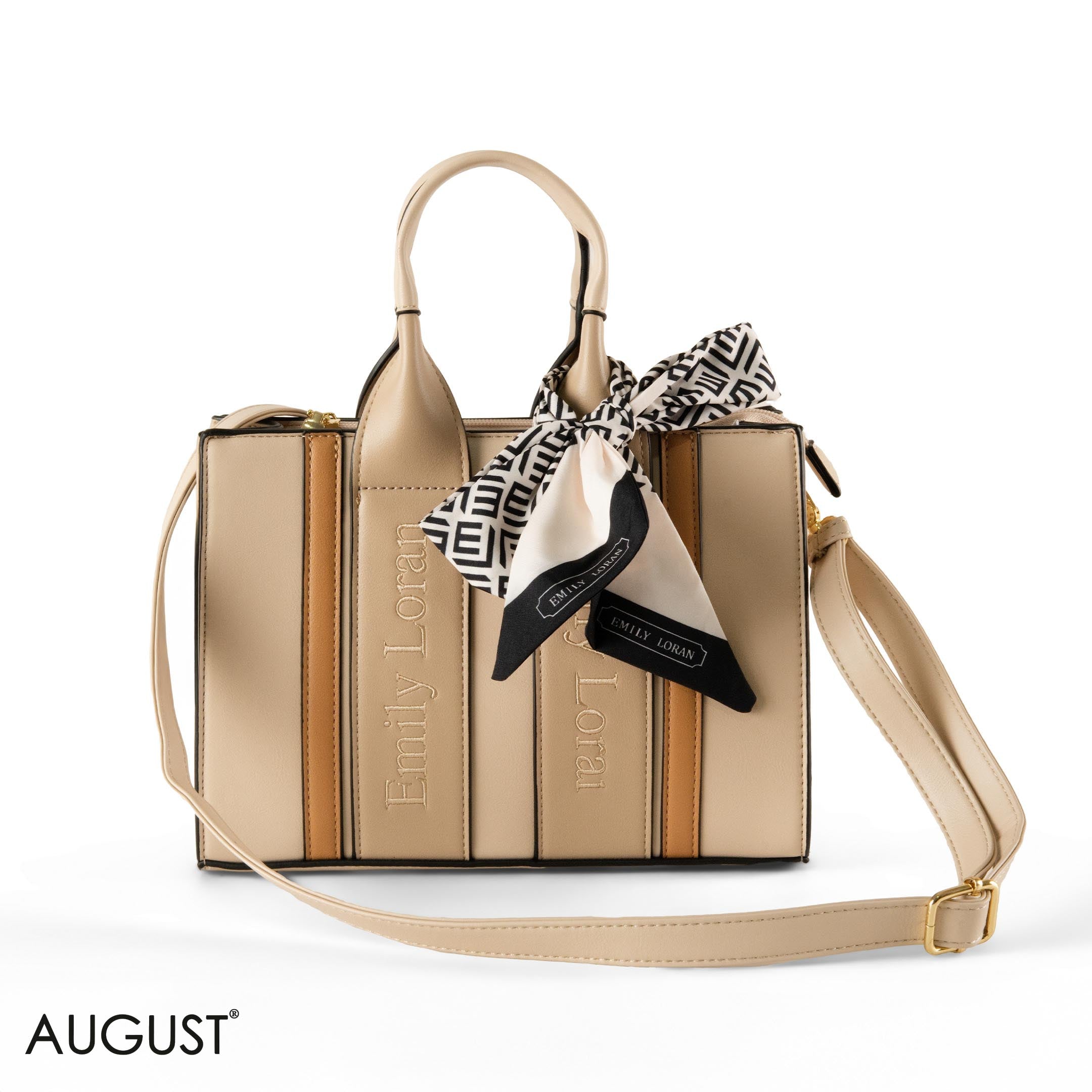 SPECIAL DESIGN LEATHER HANDBAG WITH SCARF - MED