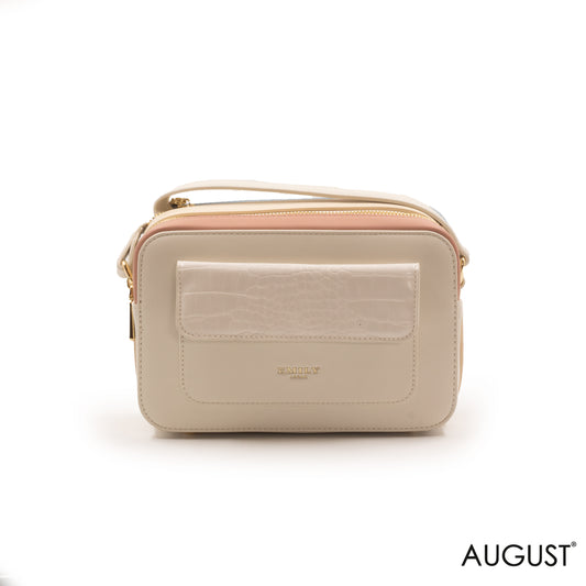 SMOOTH LEATHER CROSSBODY BAG WITH CROC ACCENT -SMALL