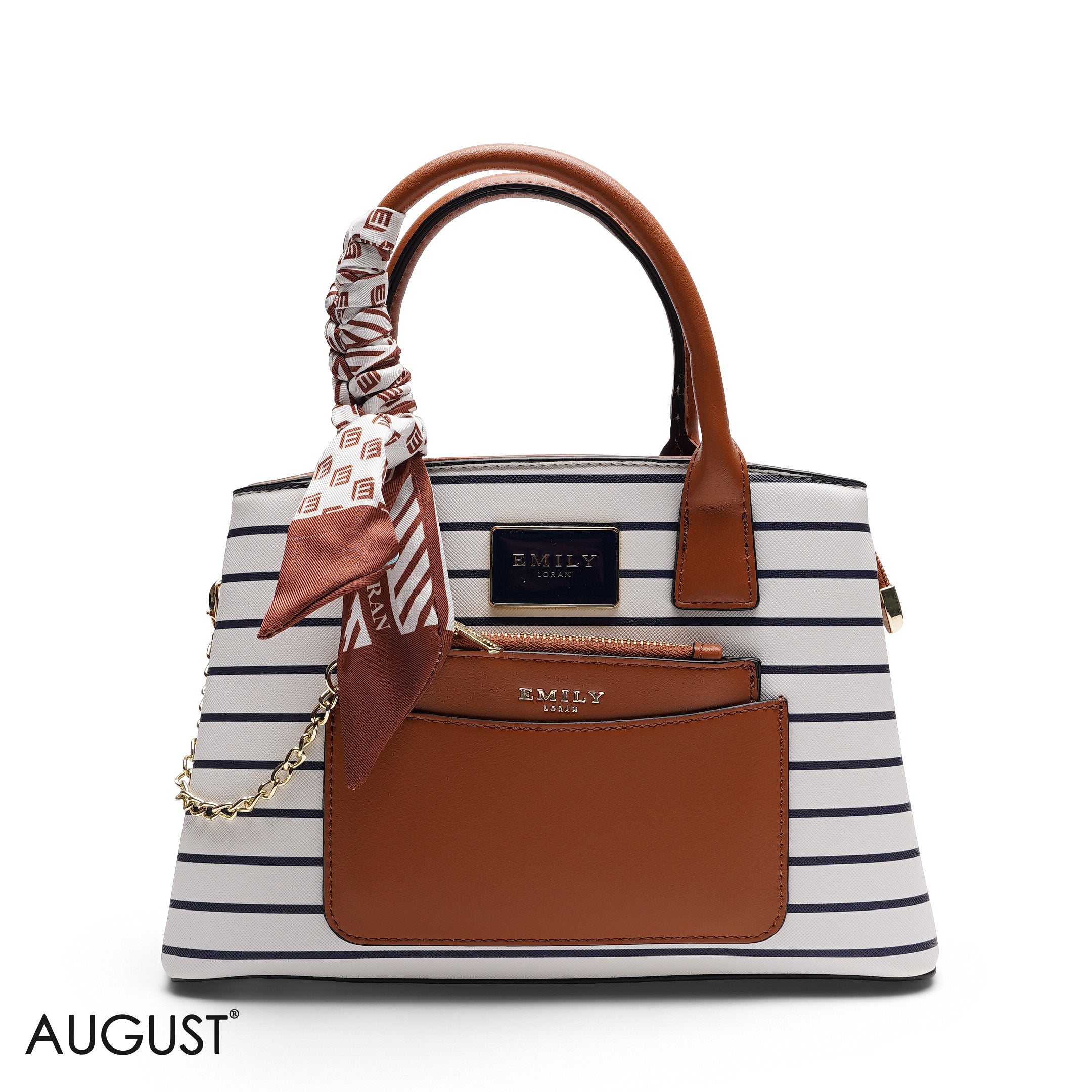 CHIC SATCHEL WITH POUCH AND SIGNATURE SCARF BAG