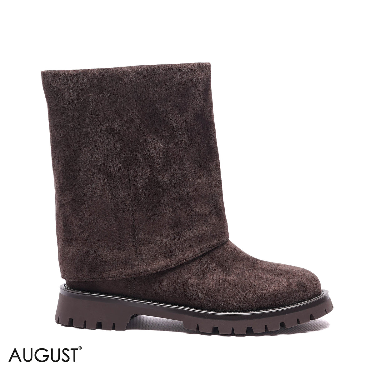 FOLD-OVER LUG-SOLE SUEDE BOOTS