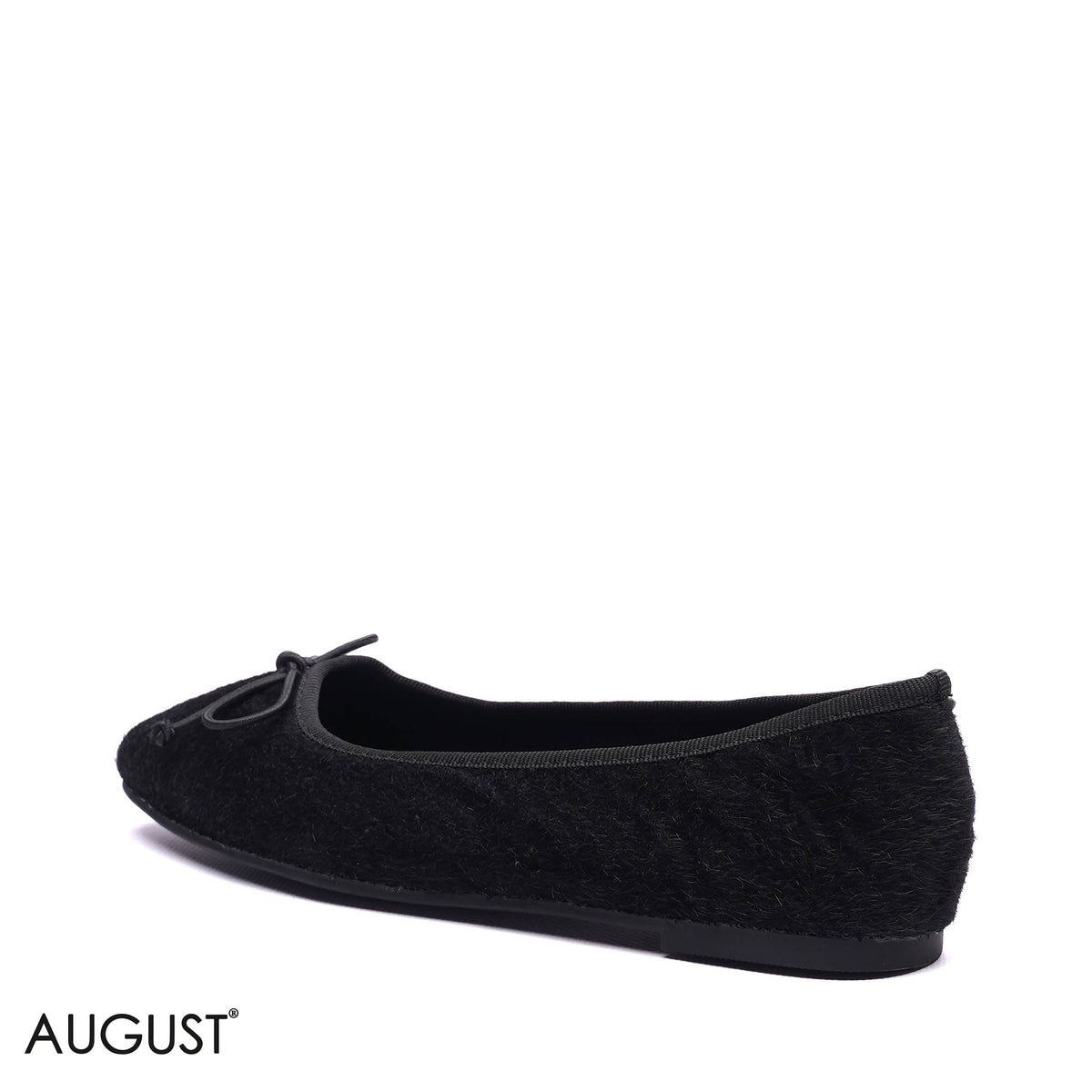 FAUX FUR BOW BALLET FLATS