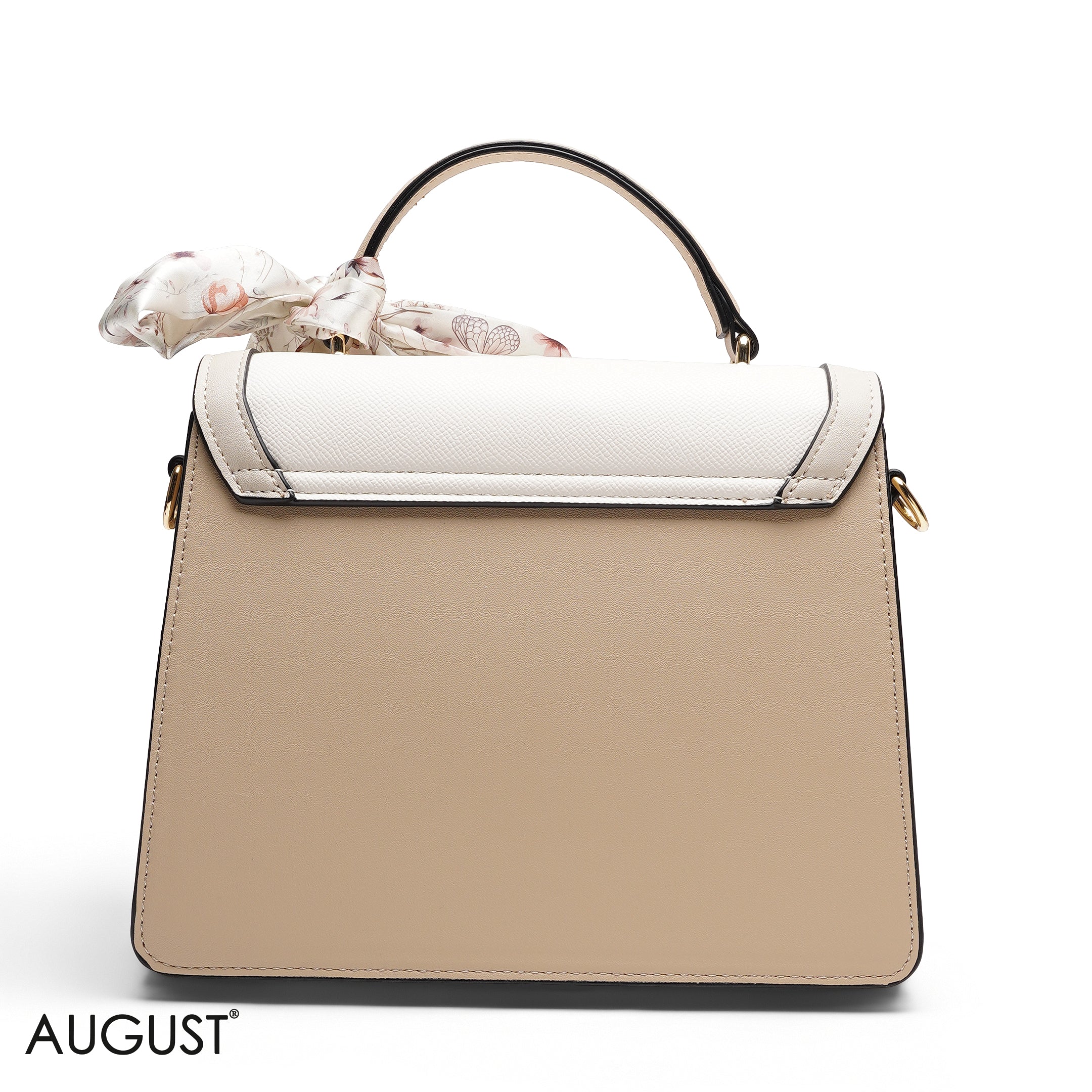 STRUCTURED TOP HANDLE BAG WITH SCARF