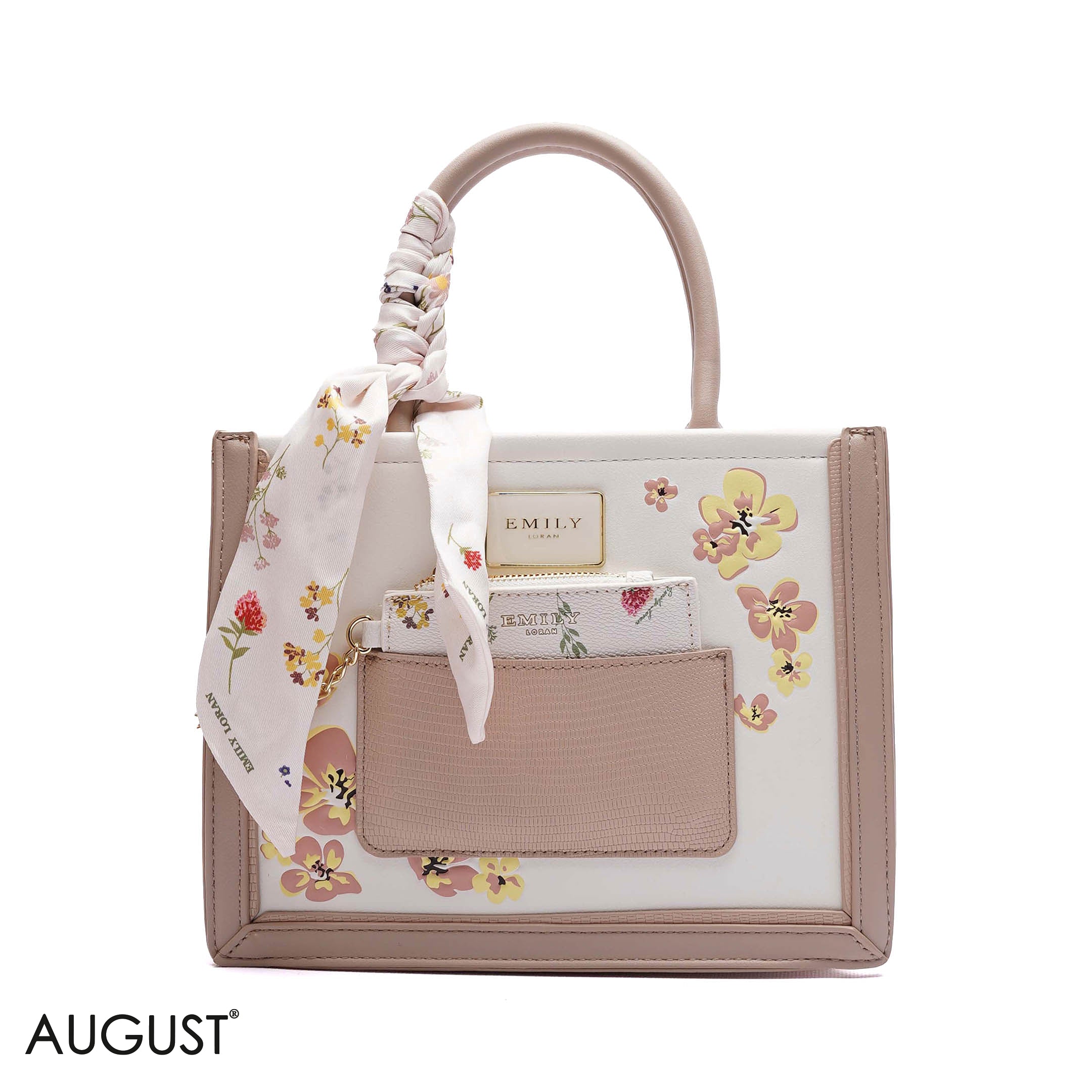 FLORAL EMBROIDERED HANDBAG WITH POUCH - SMALL