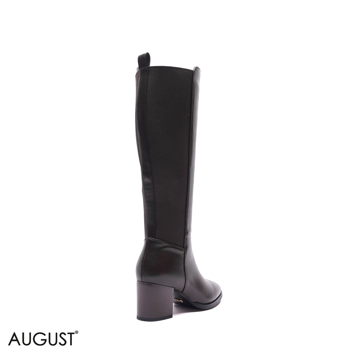 STRETCH-BACK BLOCK HEEL KNEE-HIGH BOOTS