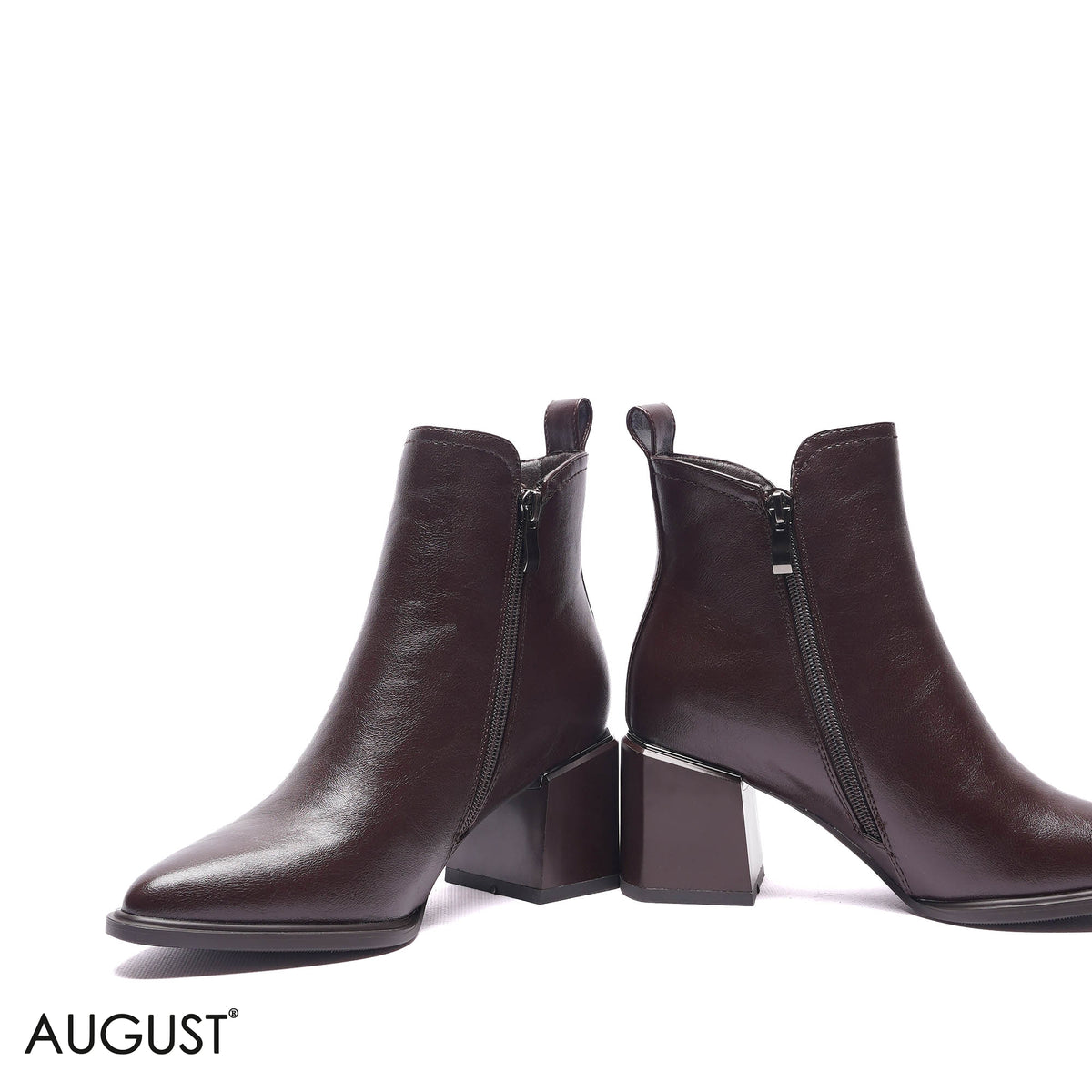 SIDE-ZIP BLOCK HEEL BOOTS