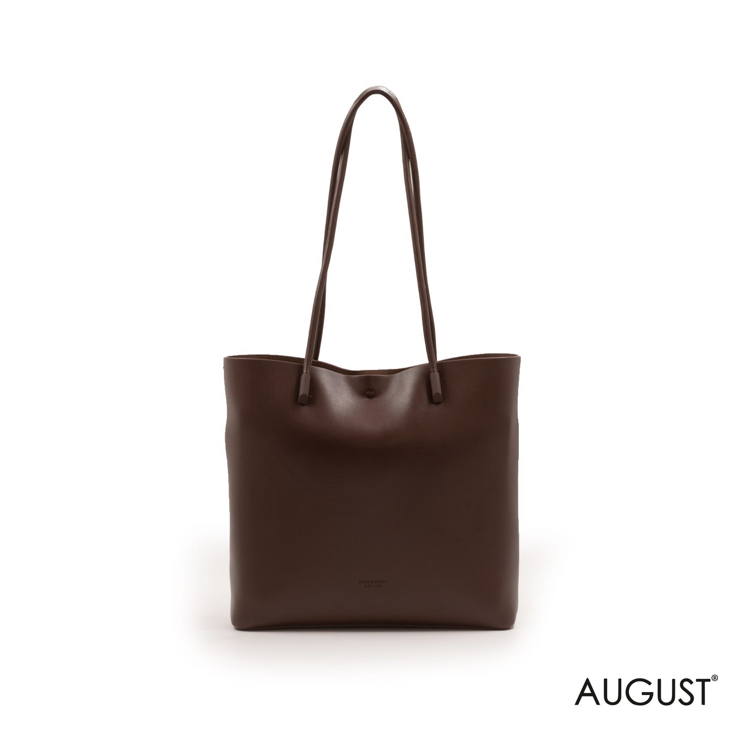 BASIC DARK BROWN SMOOTH LEATHER SHOULDER BAG -MED