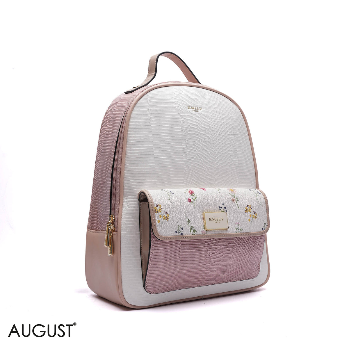 EMBOSSED FLORAL BACKPACK WITH FRONT FLAP POCKET