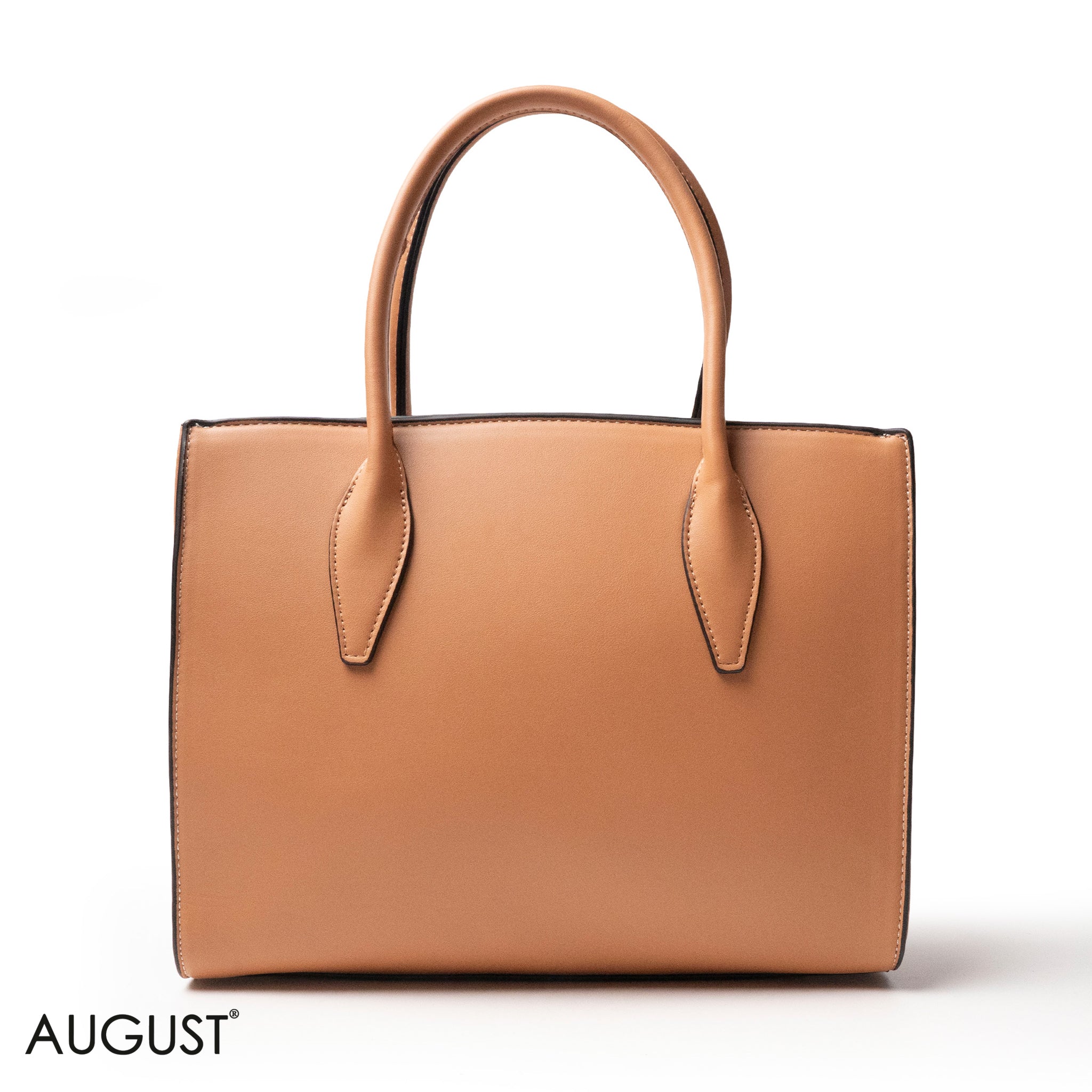 LIGHT COLORS SMOOTH LEATHER HANDBAG WITH ACCESSORIES - LARGE